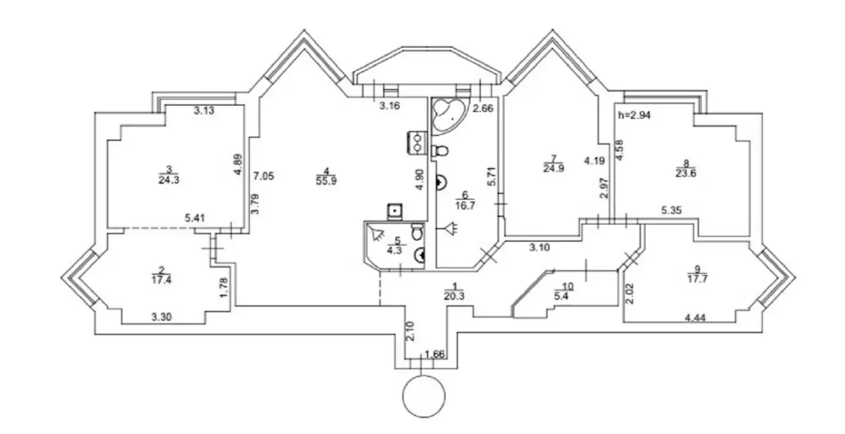 Floor plan — 5-Bedroom Apartment for Sale on Bulvarno-Kudriavska, 11A — New Build