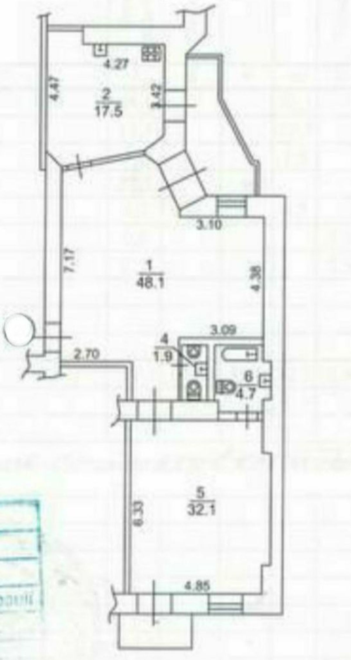 Floor plan — 1-Bedroom Apartment for Sale on Tarasivska, 6A — Historical