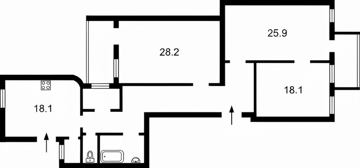 Floor plan — 2-Bedroom Apartment for Sale on Bohdana Stupky, 3 — Historical