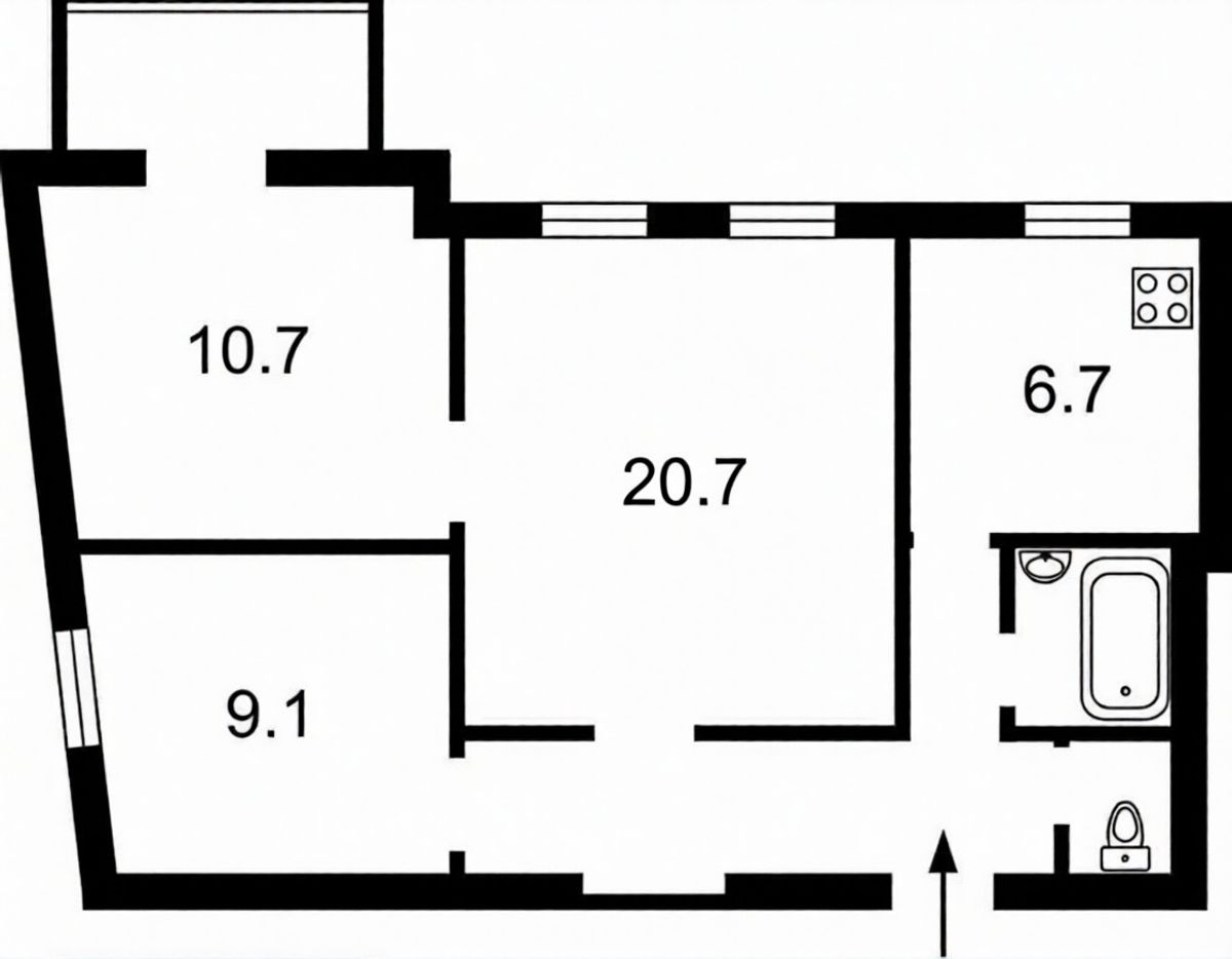 Floor plan — 2-Bedroom Apartment for Sale on Mykhailivska, 21A — Historical