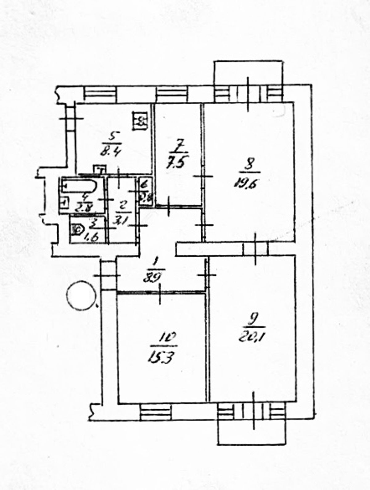 Floor plan — 3-Bedroom Apartment for Sale on VELYKA VASYLKIVSKA ST., 42 — Stalinka