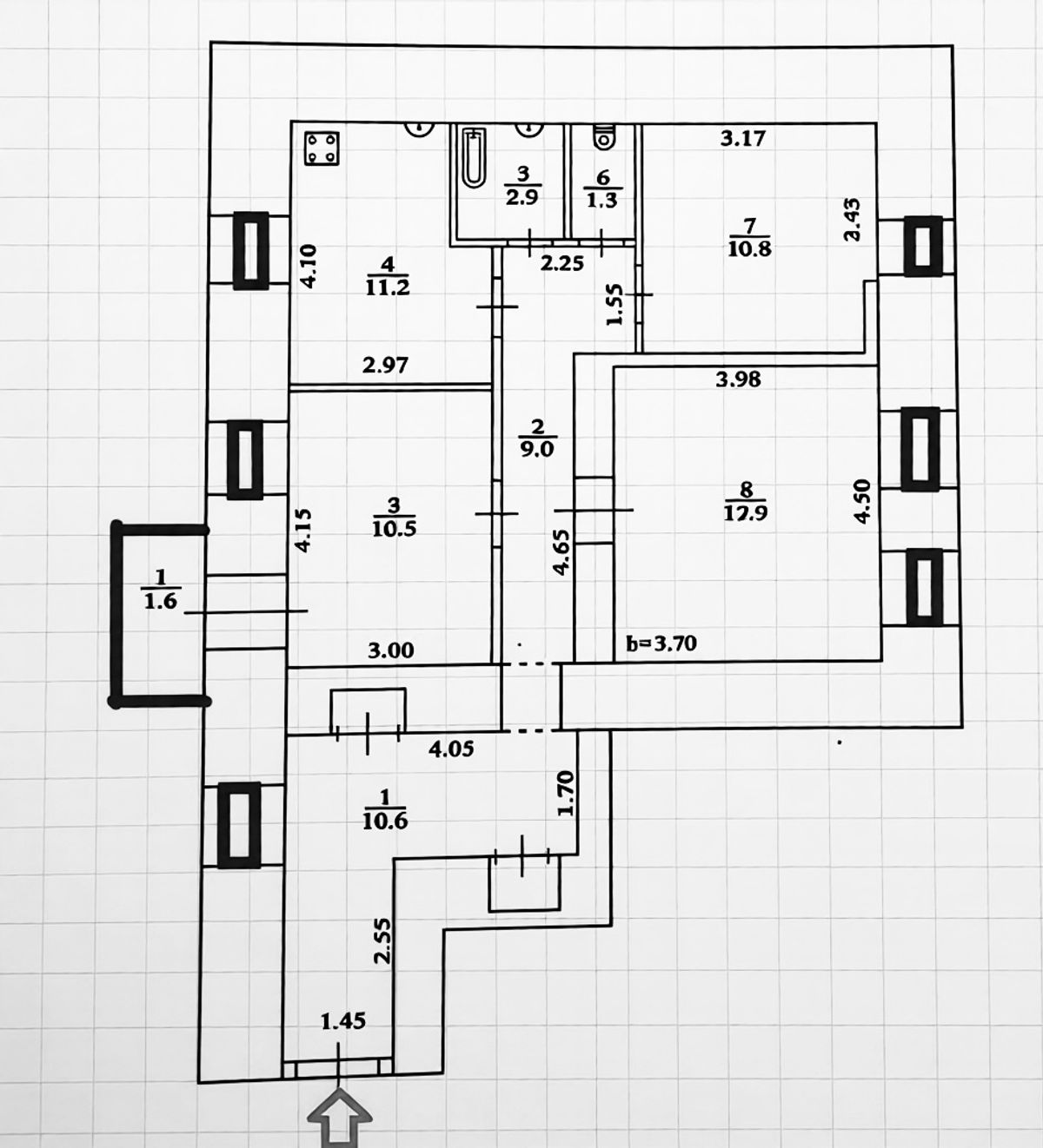 Floor plan — 2-Bedroom Apartment for Sale on Mykhailivskyi Lane, 17 — Historical