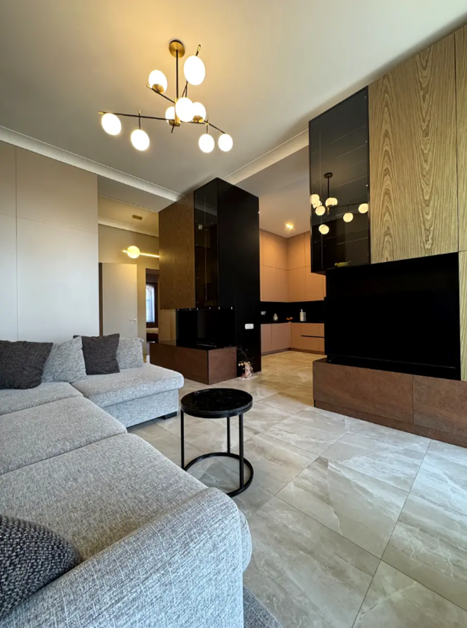 Open-plan kitchen-living room in an apartment on Kruhlouniversytetska Street, Kyiv