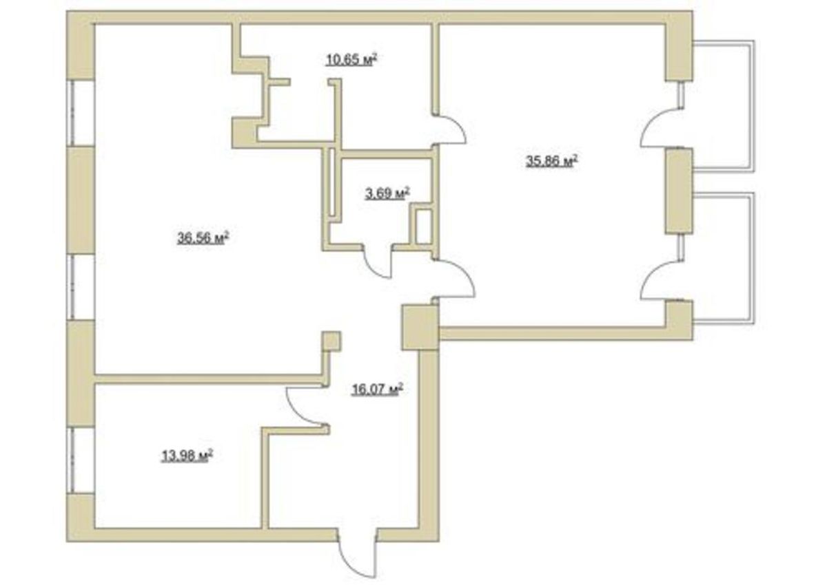 Floor plan — 2-Bedroom Apartment for Rent on Volodymyrska, 19 — Stalinka