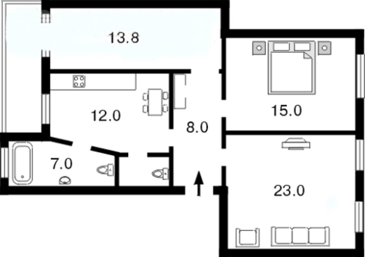 Floor plan — 3-Bedroom Apartment for Sale on Ivana Franka, 22/24 — Stalinka