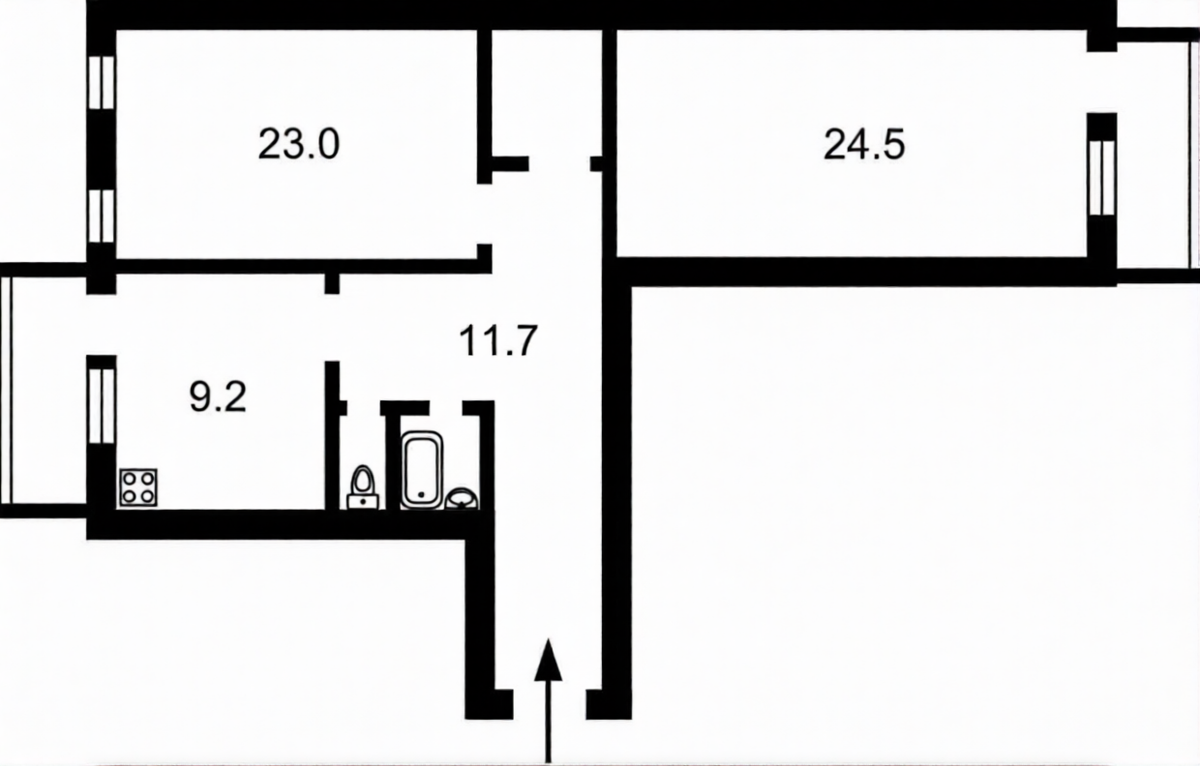 Floor plan — 1-Bedroom Apartment for Sale on Mala Zhytomyrska, 7 — Historical