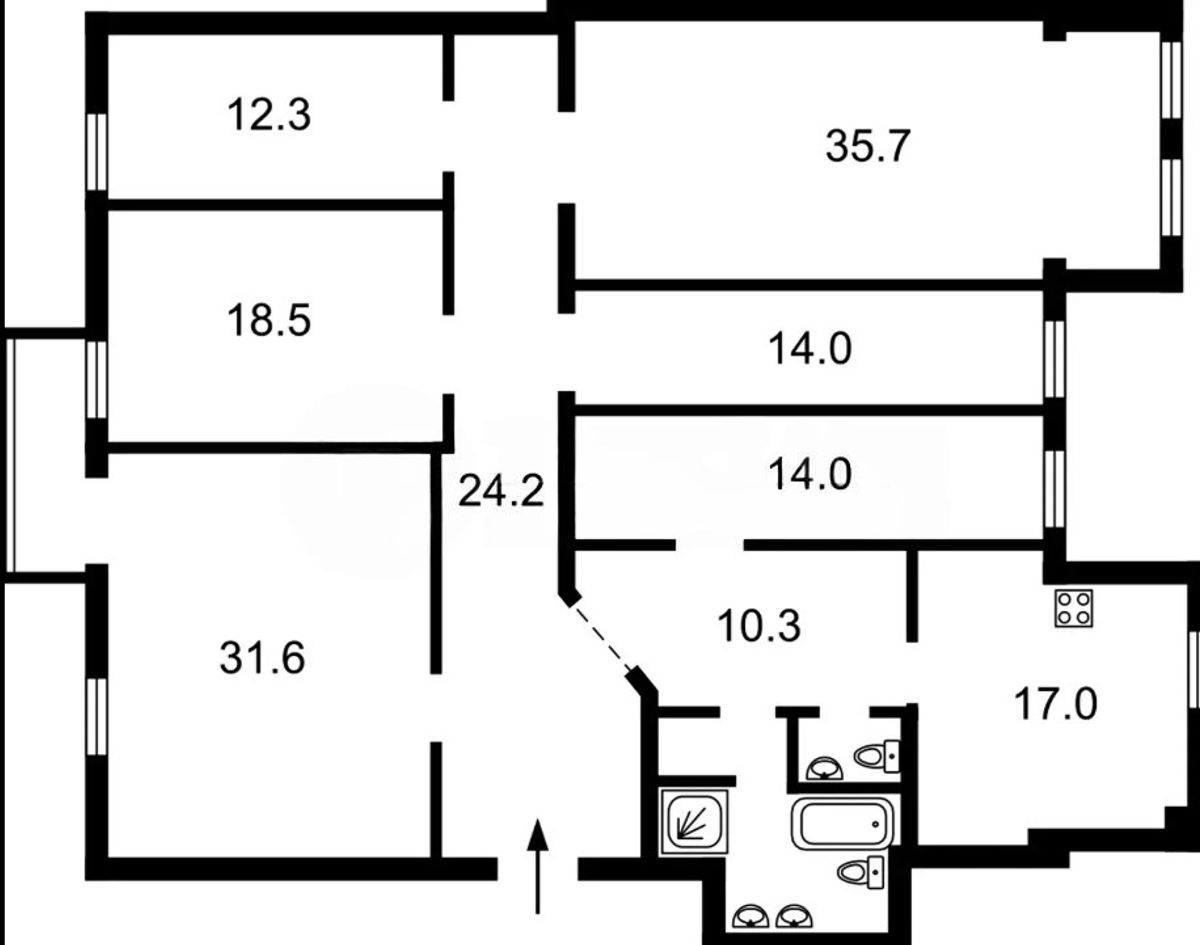 Floor plan — 5-Bedroom Apartment for Sale on Ivana Kozlovskoho Lane, 5 — Stalinka