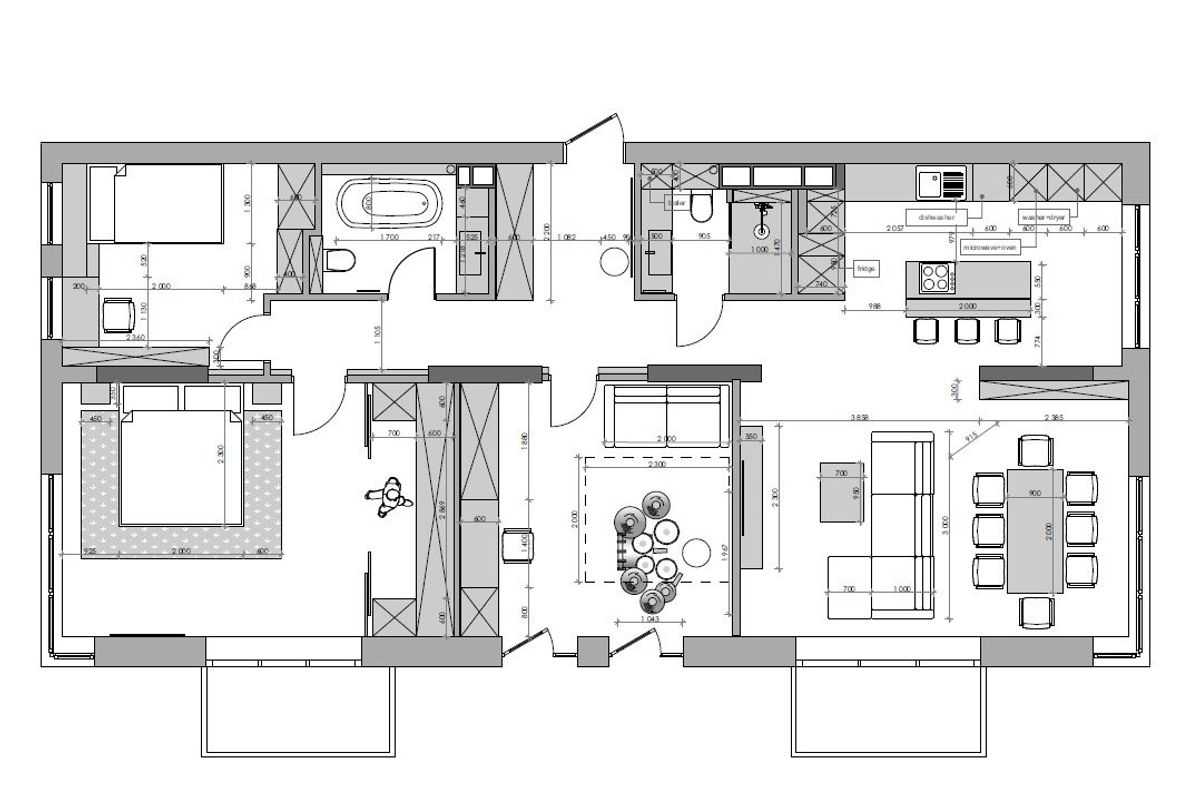 Floor plan — 3-Bedroom Apartment for Rent on Bulvarno-Kudriavska, 17A — New Build