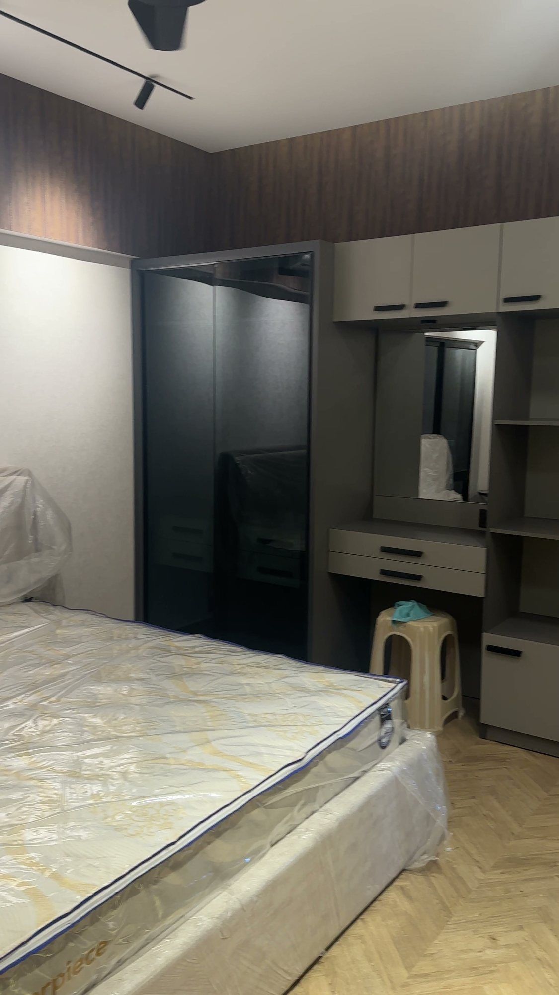 The bedroom during final fit-out