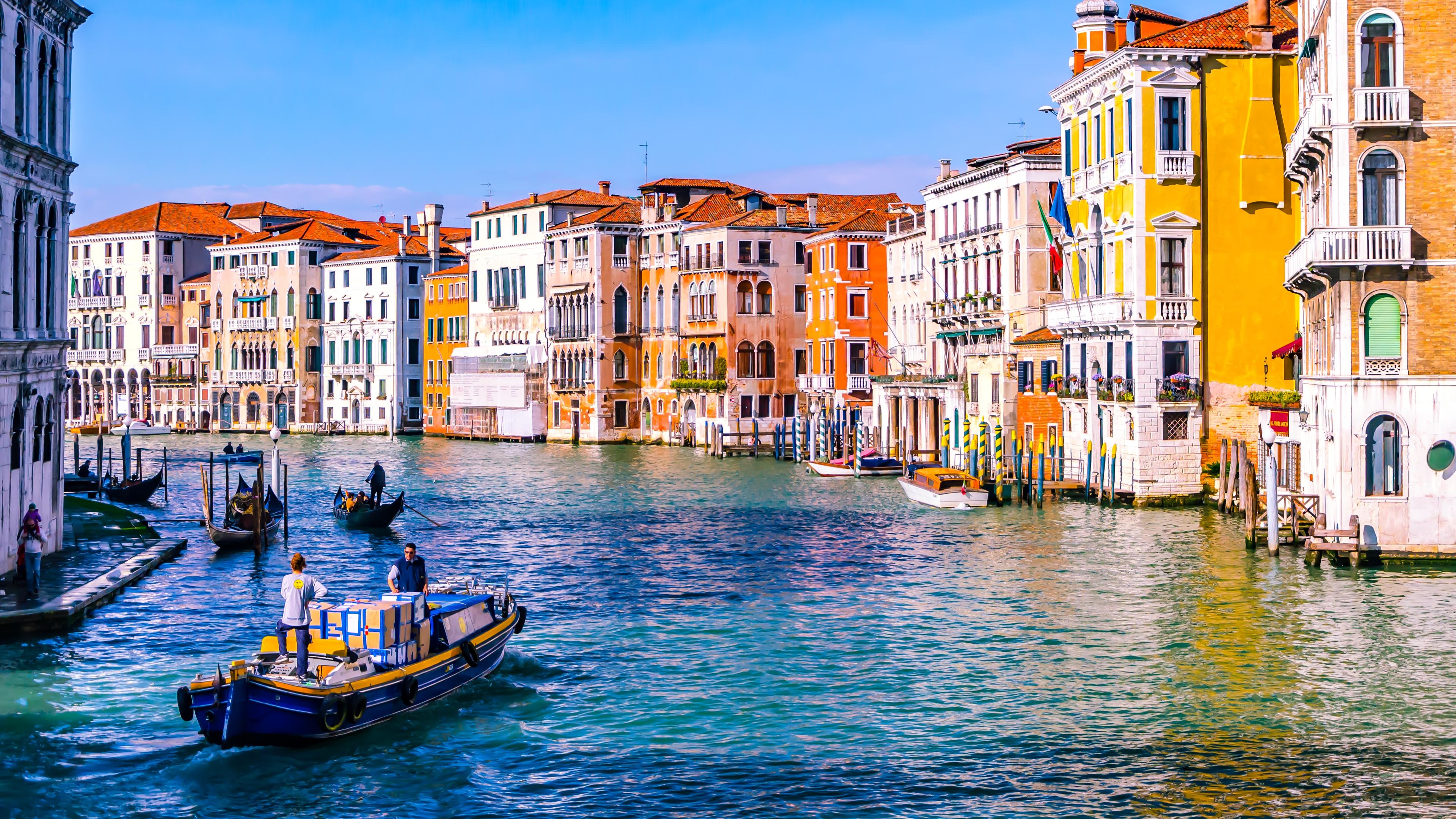 Boats on a Canal in Venice