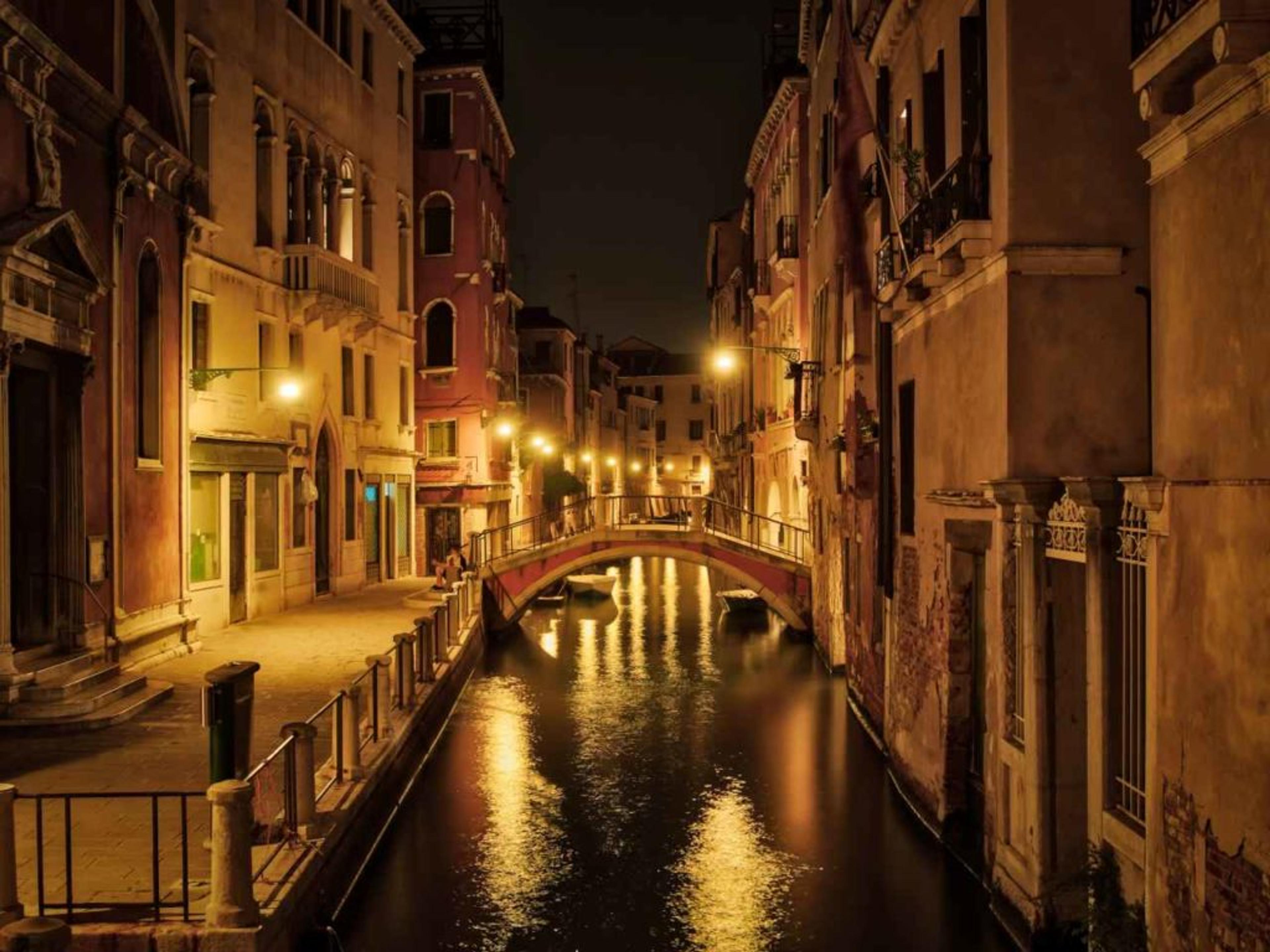 a night shot of Venice