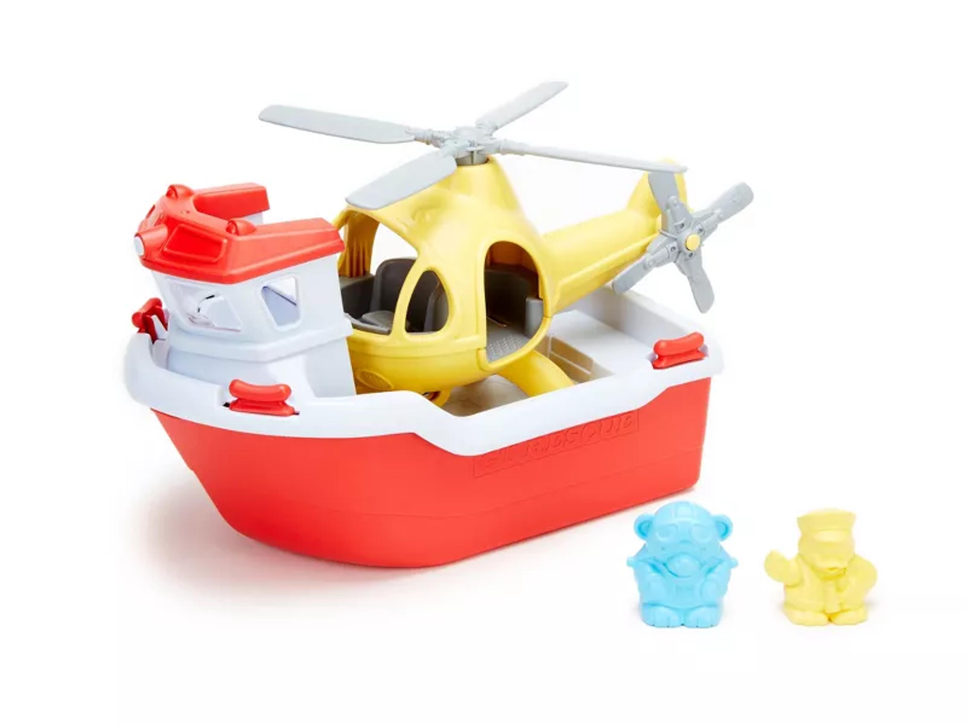 Green Toys recycled plastic rescue boat and helicopter set