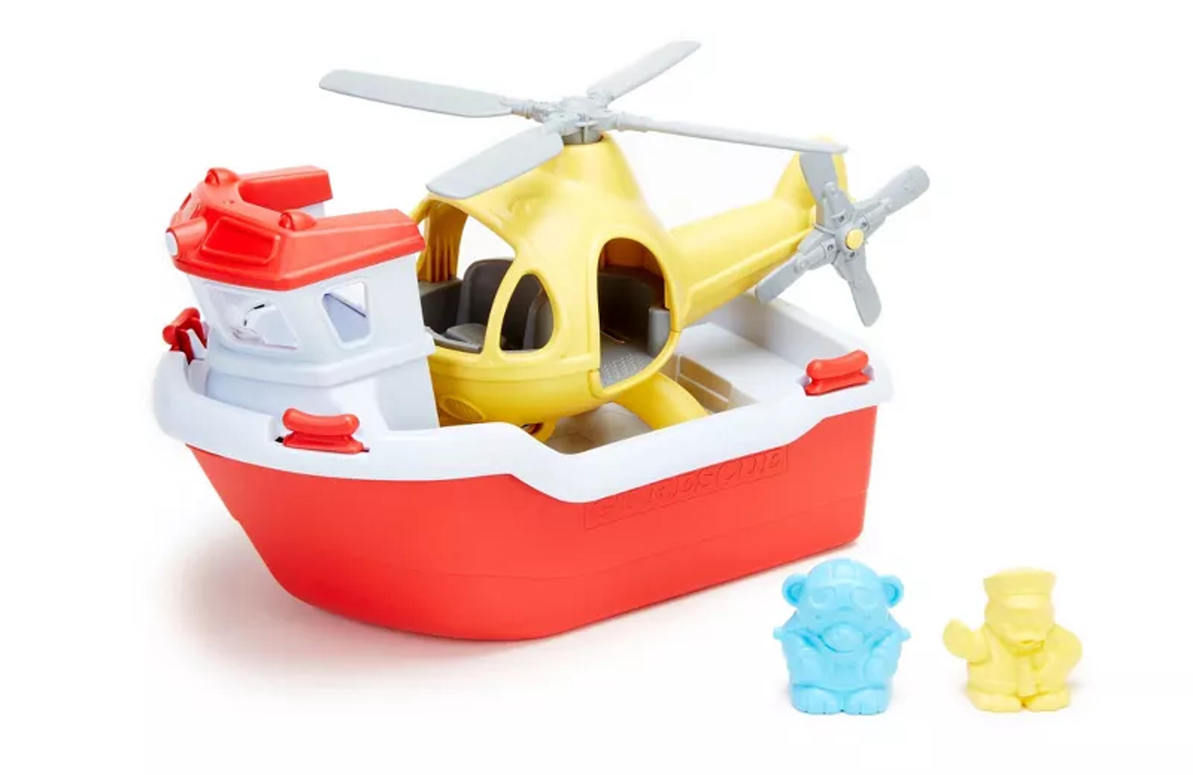 Green Toys recycled plastic rescue boat and helicopter set
