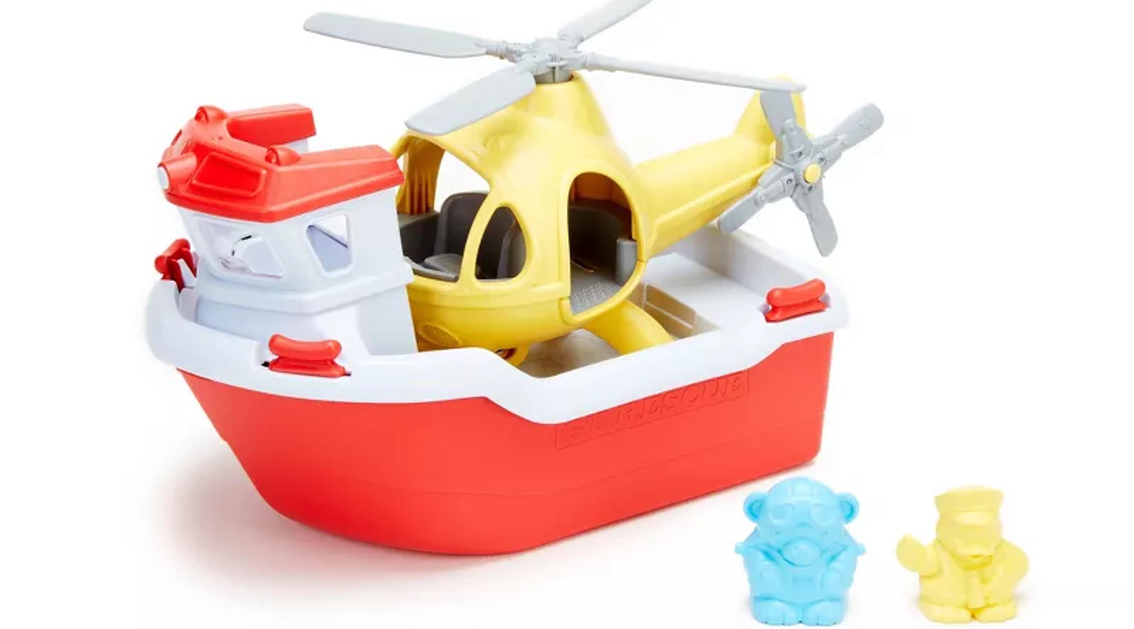 Green Toys recycled plastic rescue boat and helicopter set