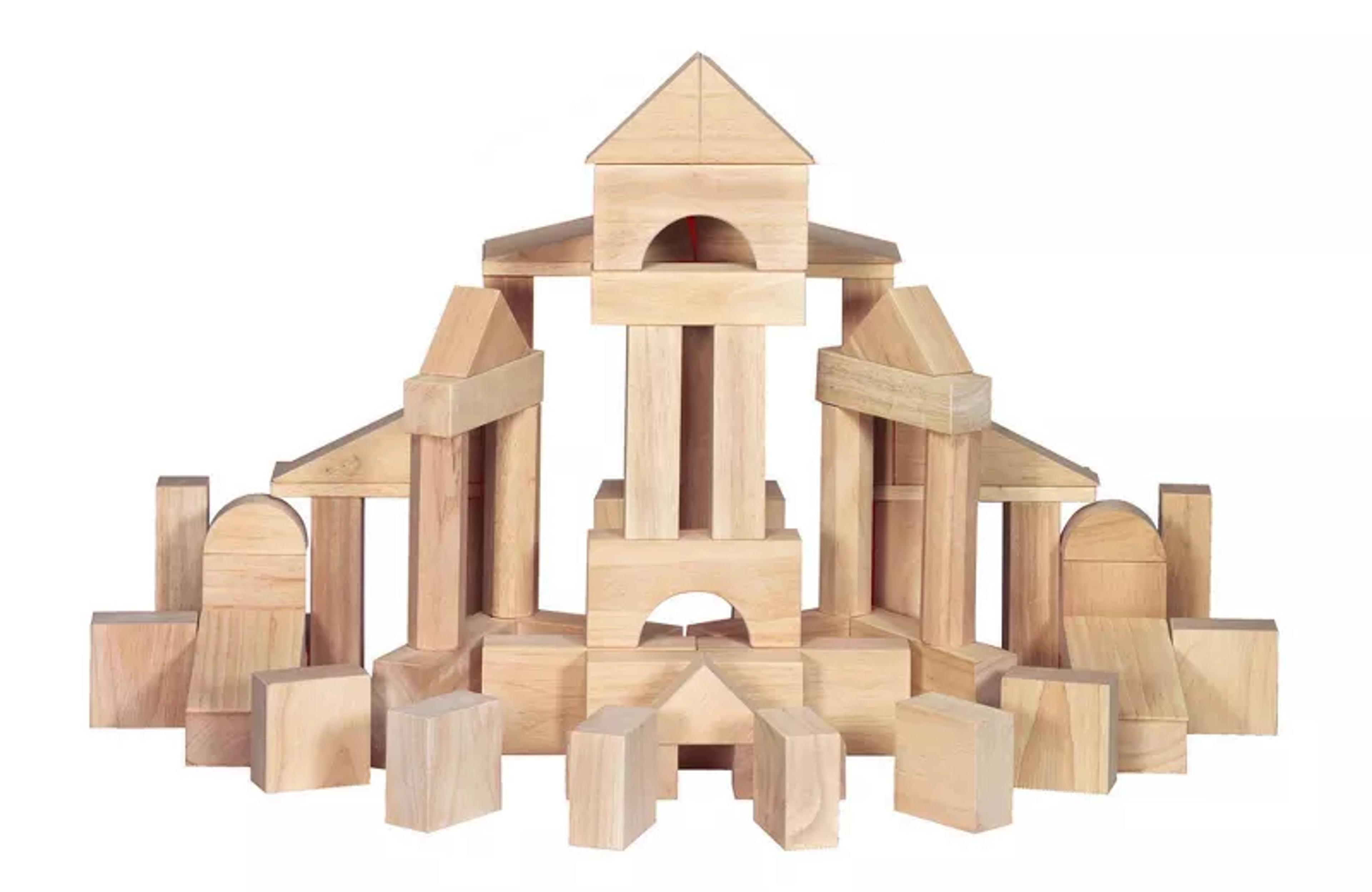 Melissa and Doug standard unit solid-wood building blocks with tray