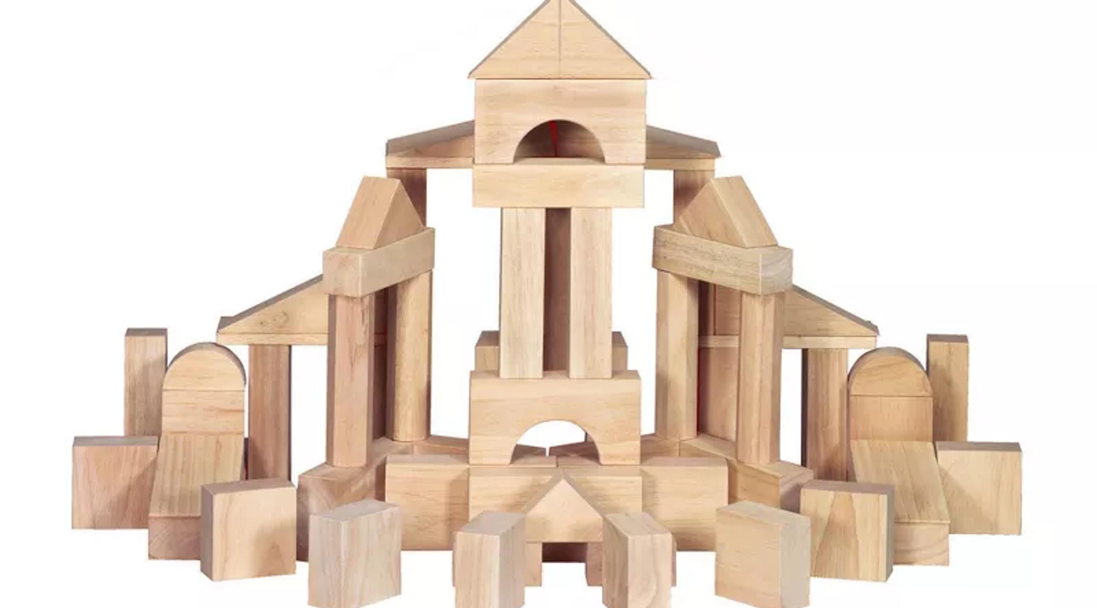 Melissa and Doug standard unit solid-wood building blocks with tray