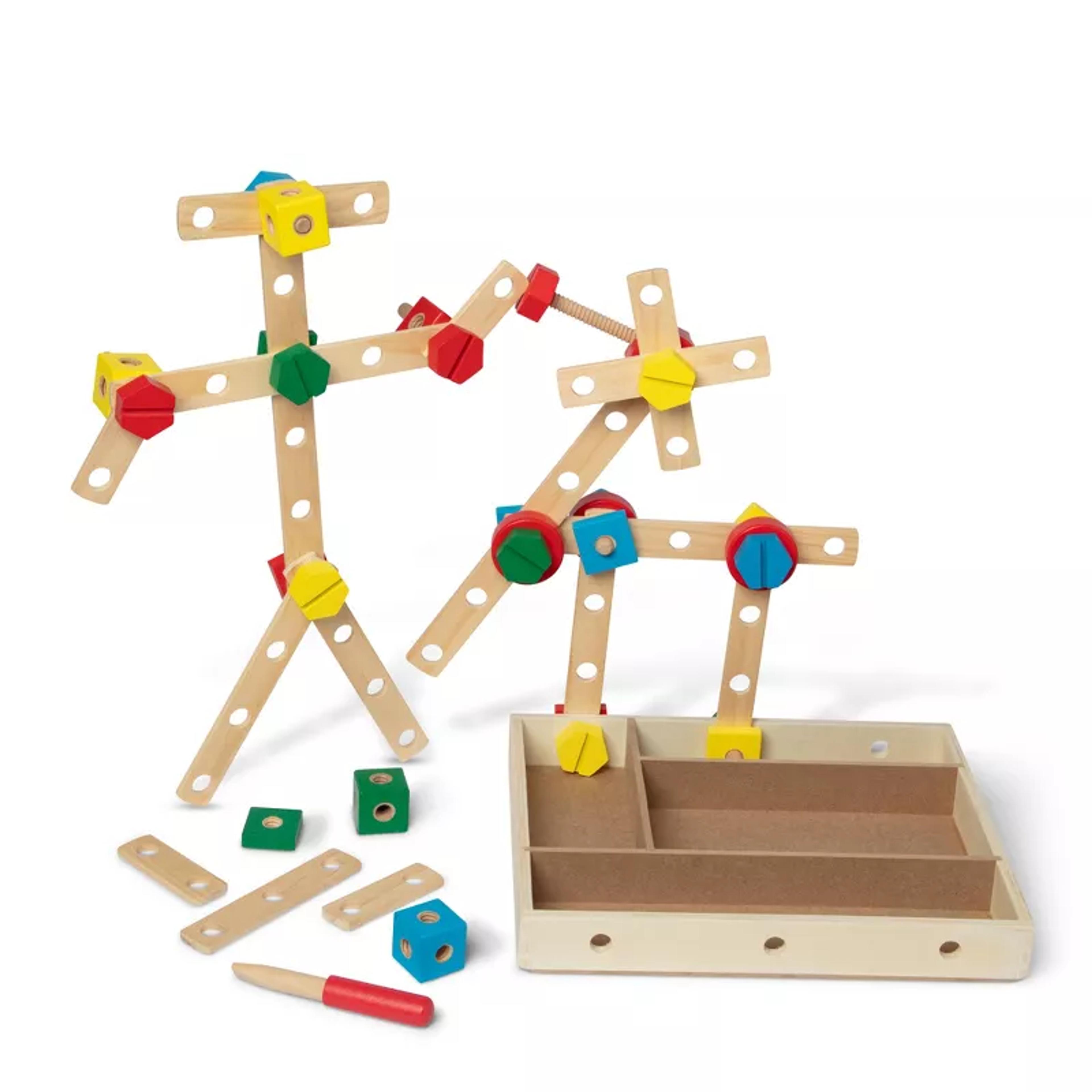 Melissa and Doug wooden construction building set in a box