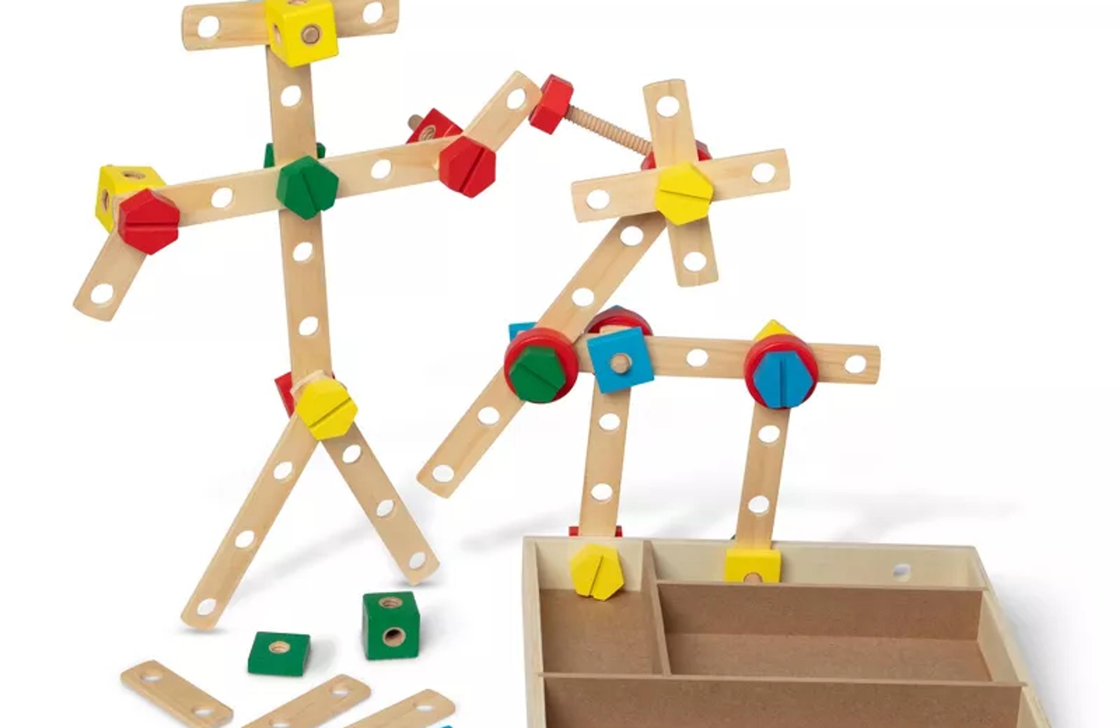 Melissa and Doug wooden construction building set in a box