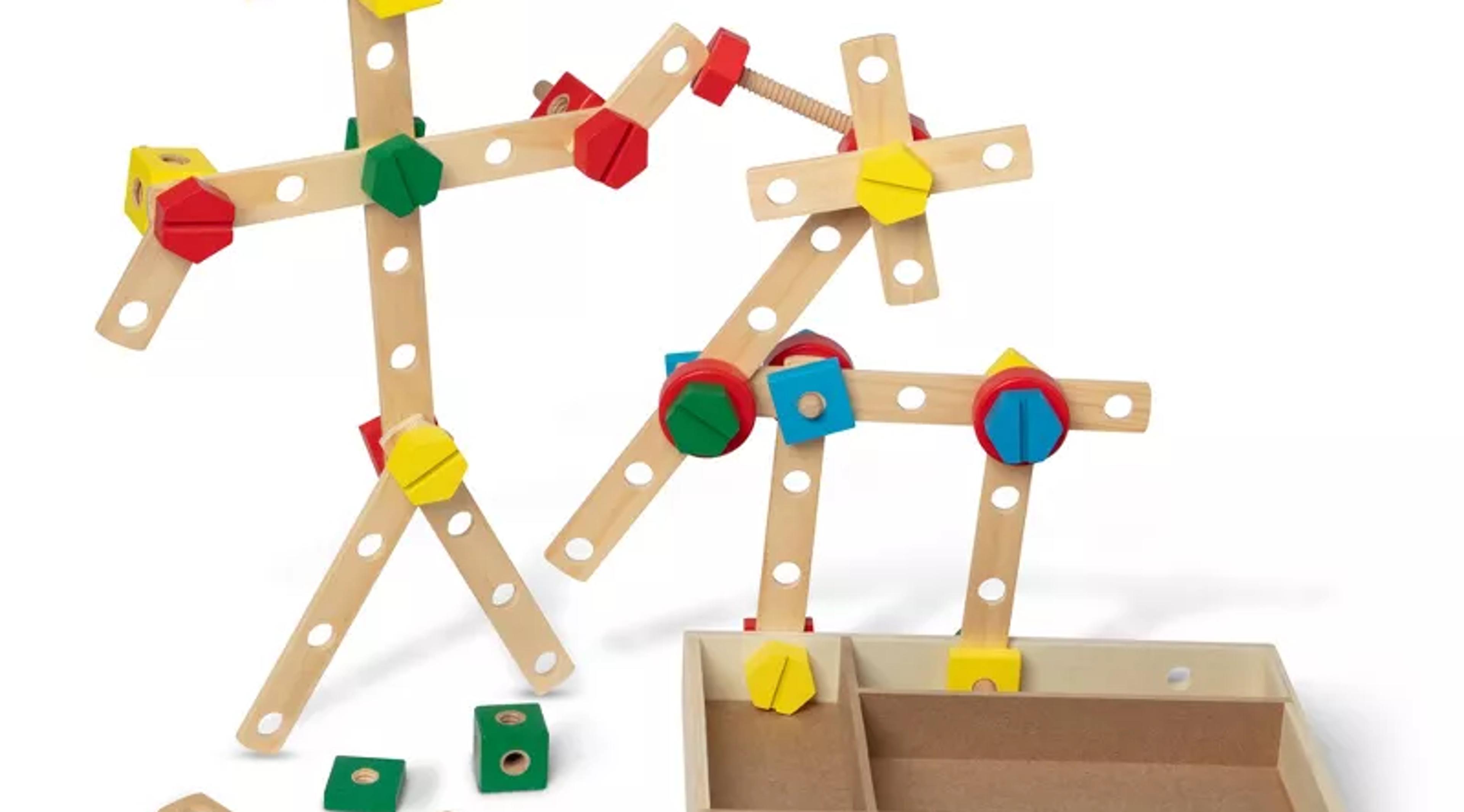 Melissa and Doug wooden construction building set in a box