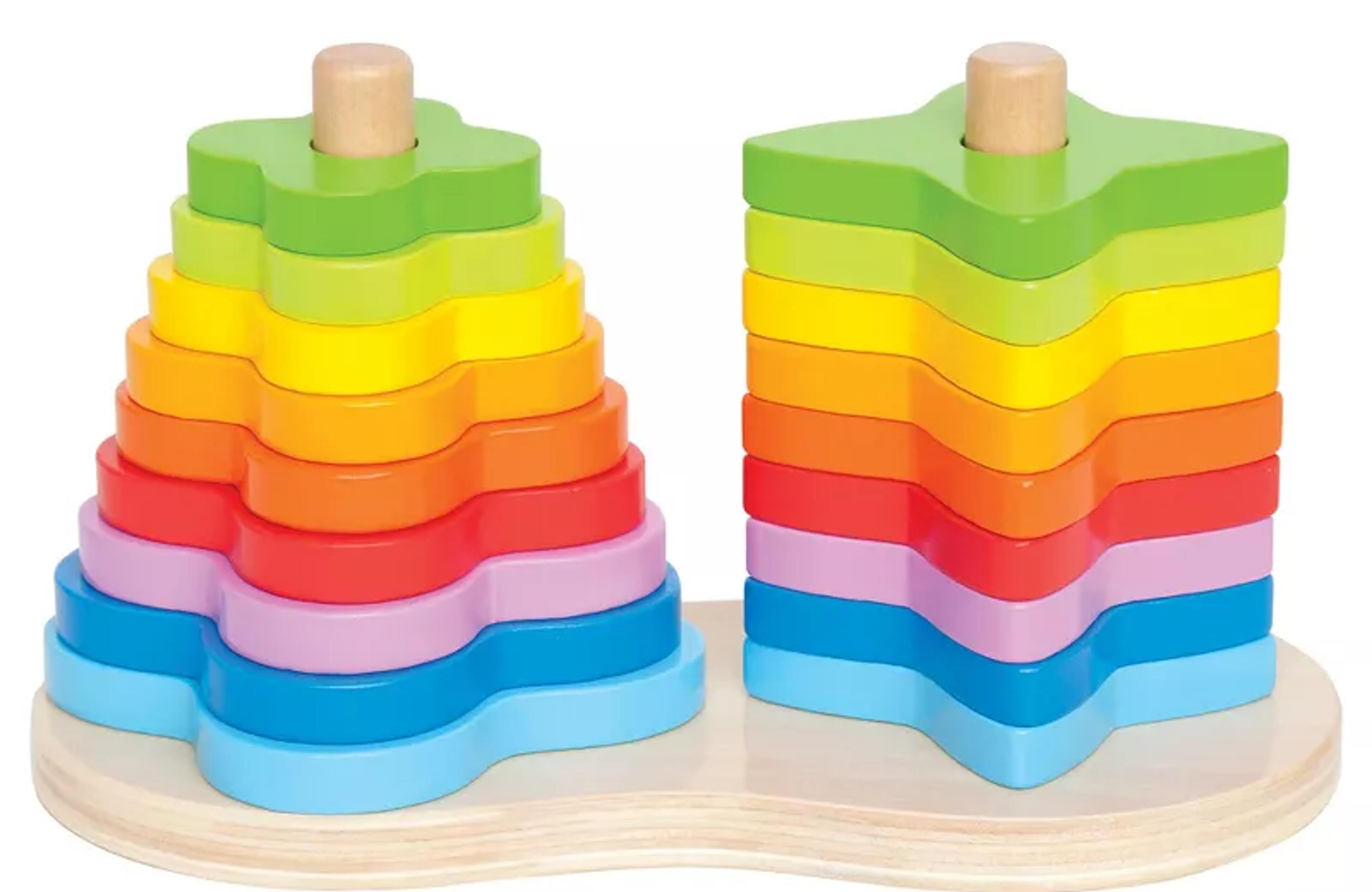 Hape Double Rainbow wooden stacker toy