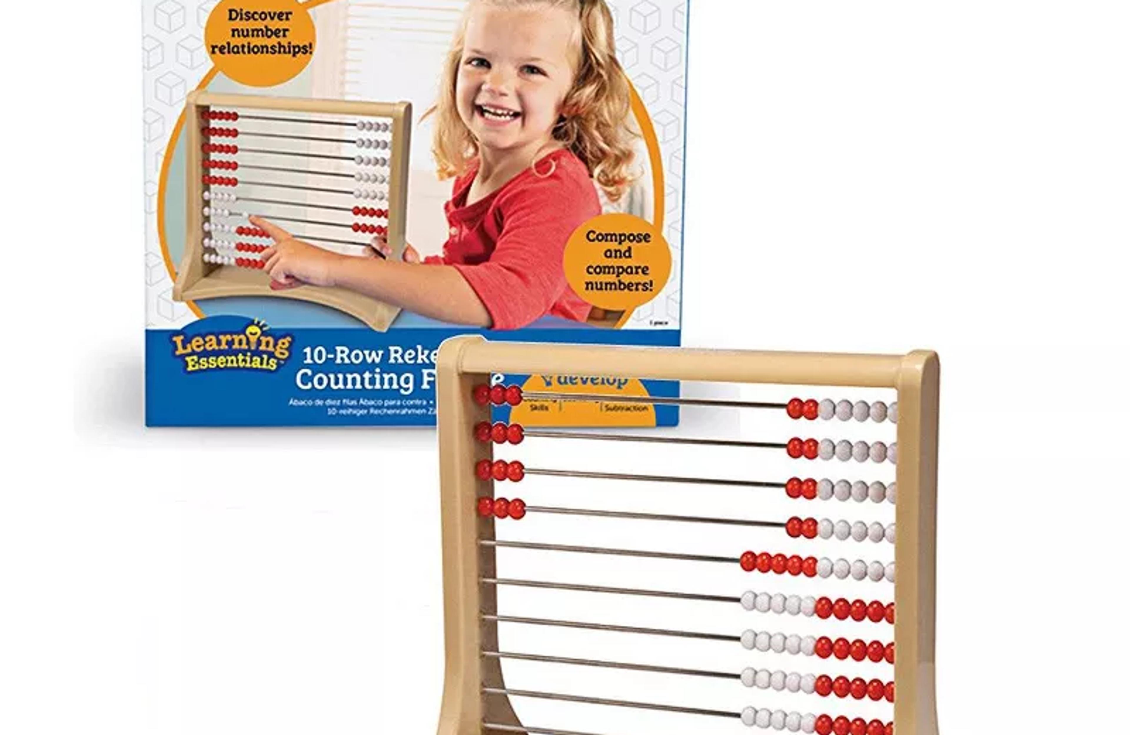 Learning Resources 10-row Rekenrek counting frame with red and white beads