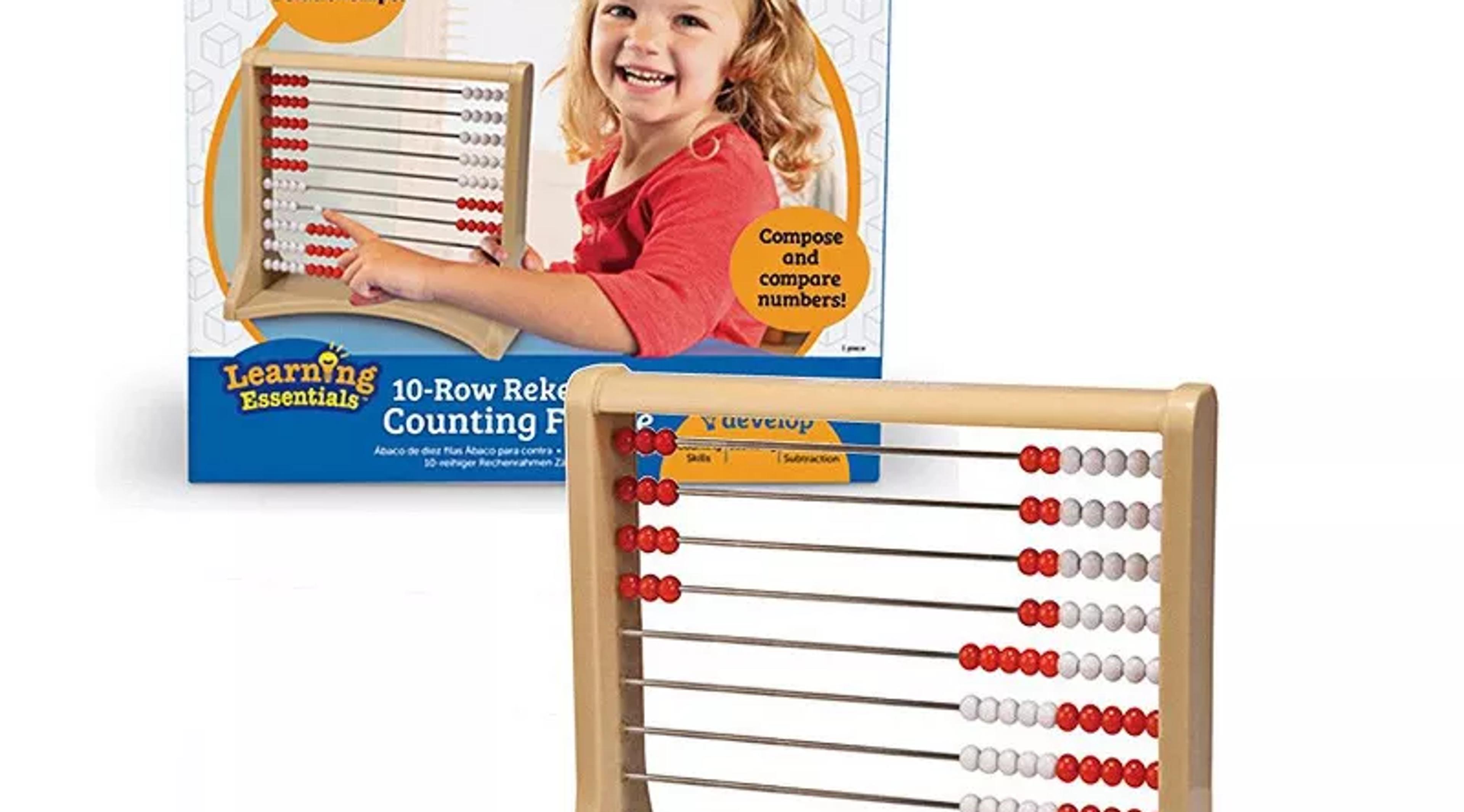 Learning Resources 10-row Rekenrek counting frame with red and white beads