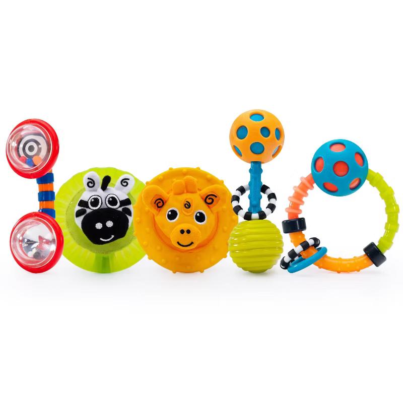 Sassy Newborn Gift Set with phone, teether, and two rattles for 0-plus months