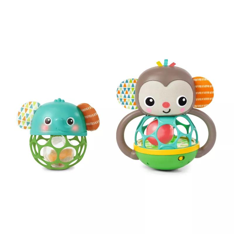 Bright Starts Giggle and Rattle monkey and elephant baby toy gift set