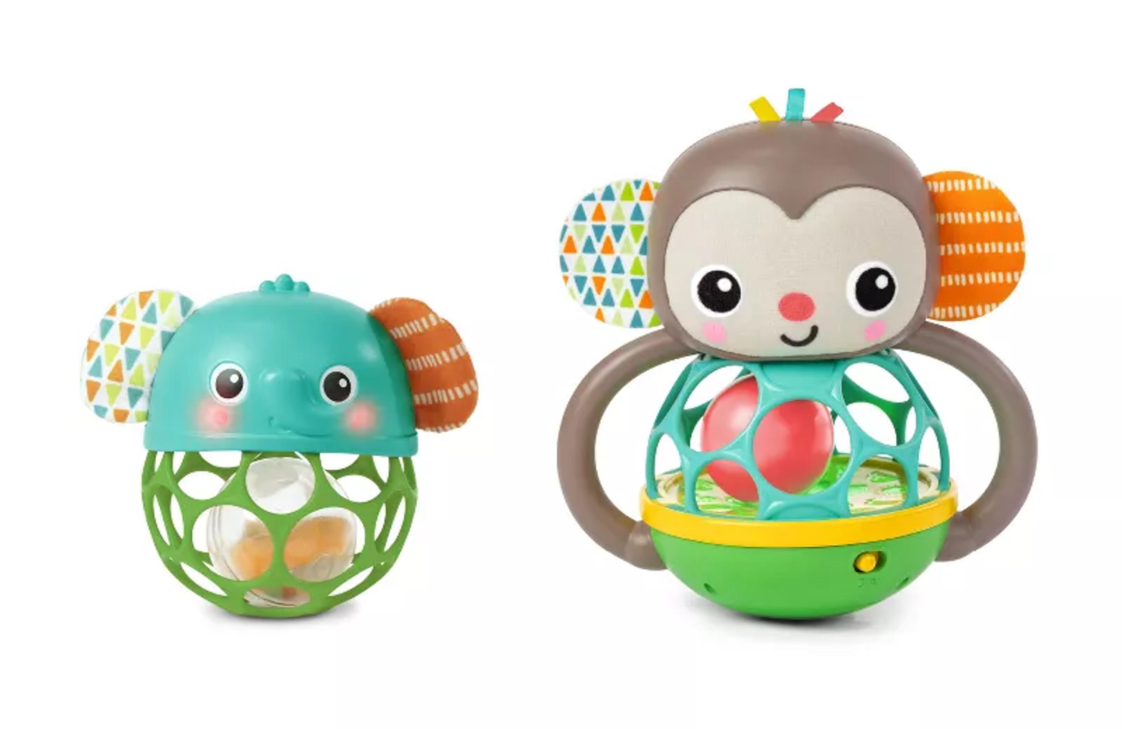 Bright Starts Giggle and Rattle monkey and elephant baby toy gift set