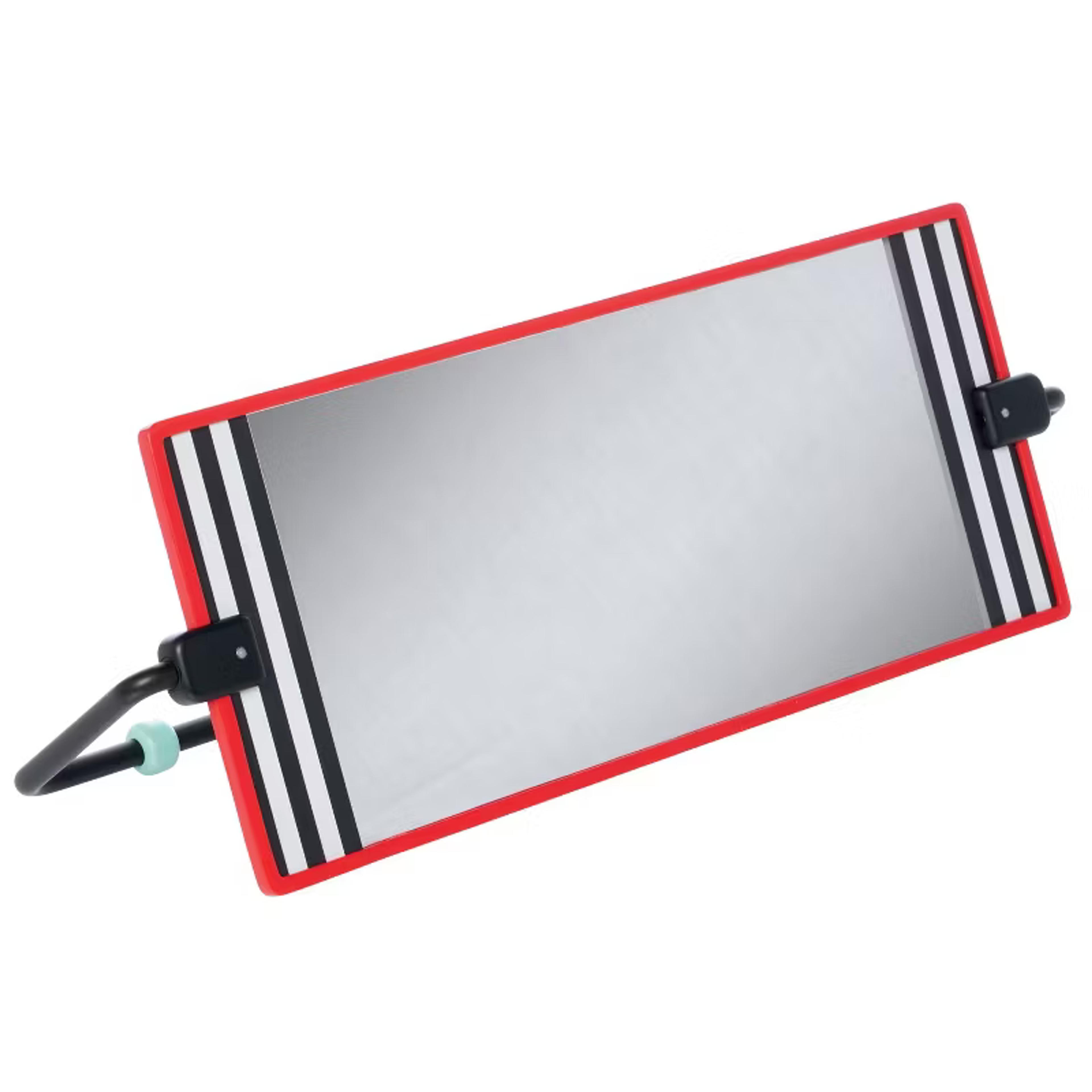 Manhattan Toy Wimmer Discovery Mirror, a horizontal baby mirror with black-and-white patterns