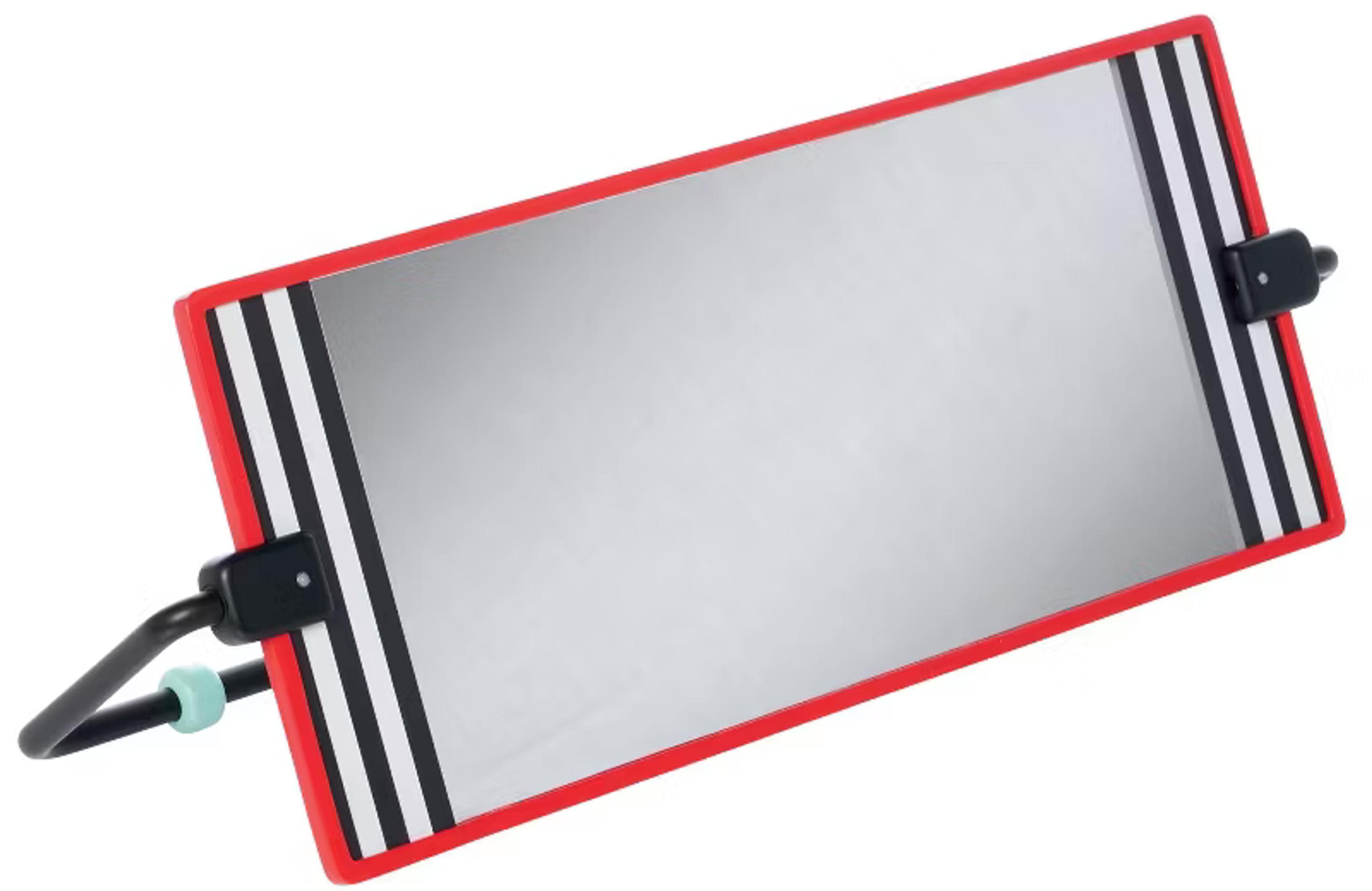 Manhattan Toy Wimmer Discovery Mirror, a horizontal baby mirror with black-and-white patterns