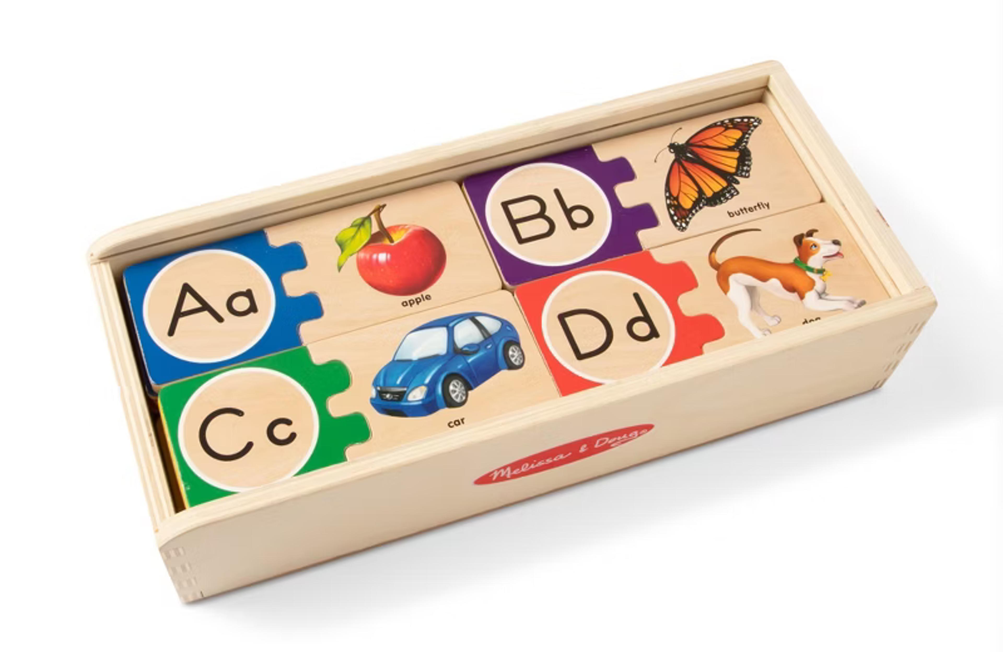 Melissa & Doug Self-Correcting Alphabet Wooden Puzzles with storage box