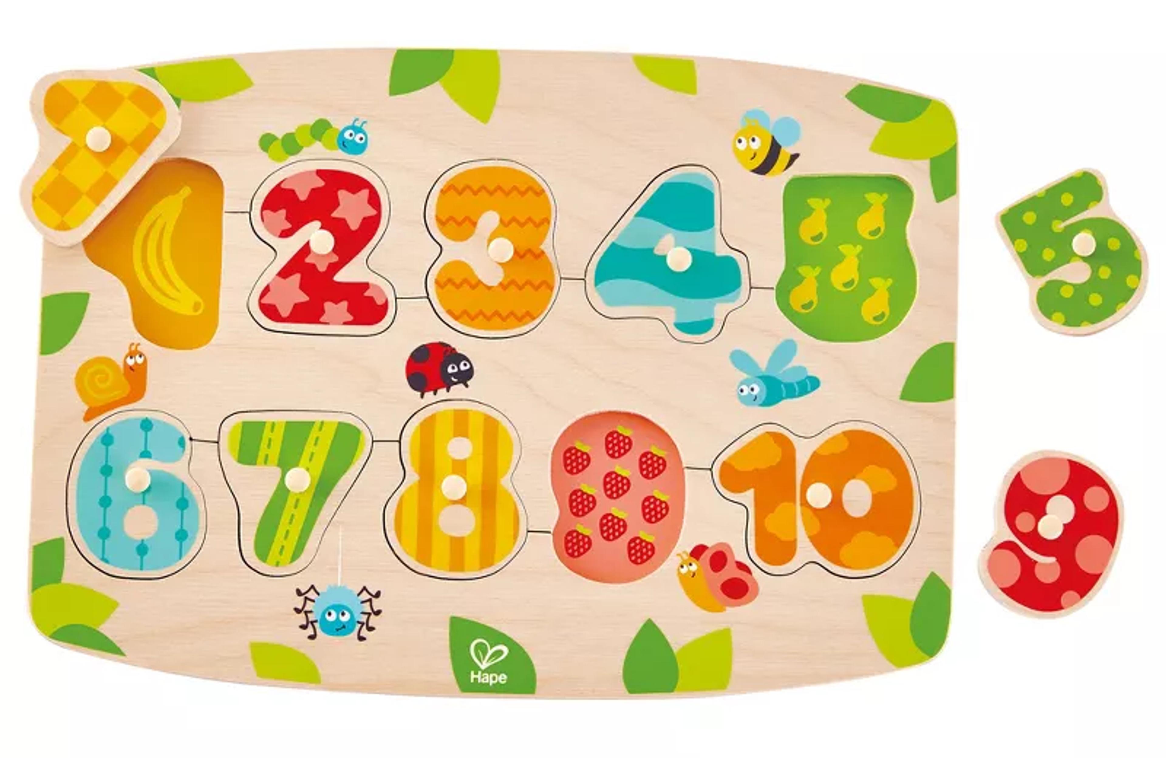 Hape Fruity Numbers wooden peg puzzle