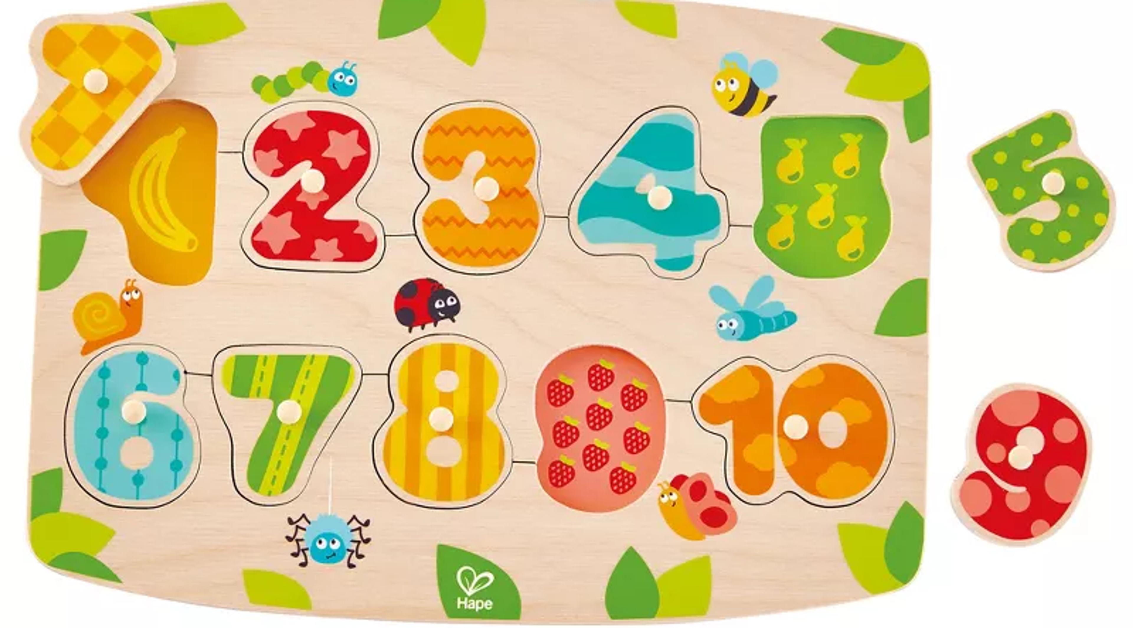 Hape Fruity Numbers wooden peg puzzle