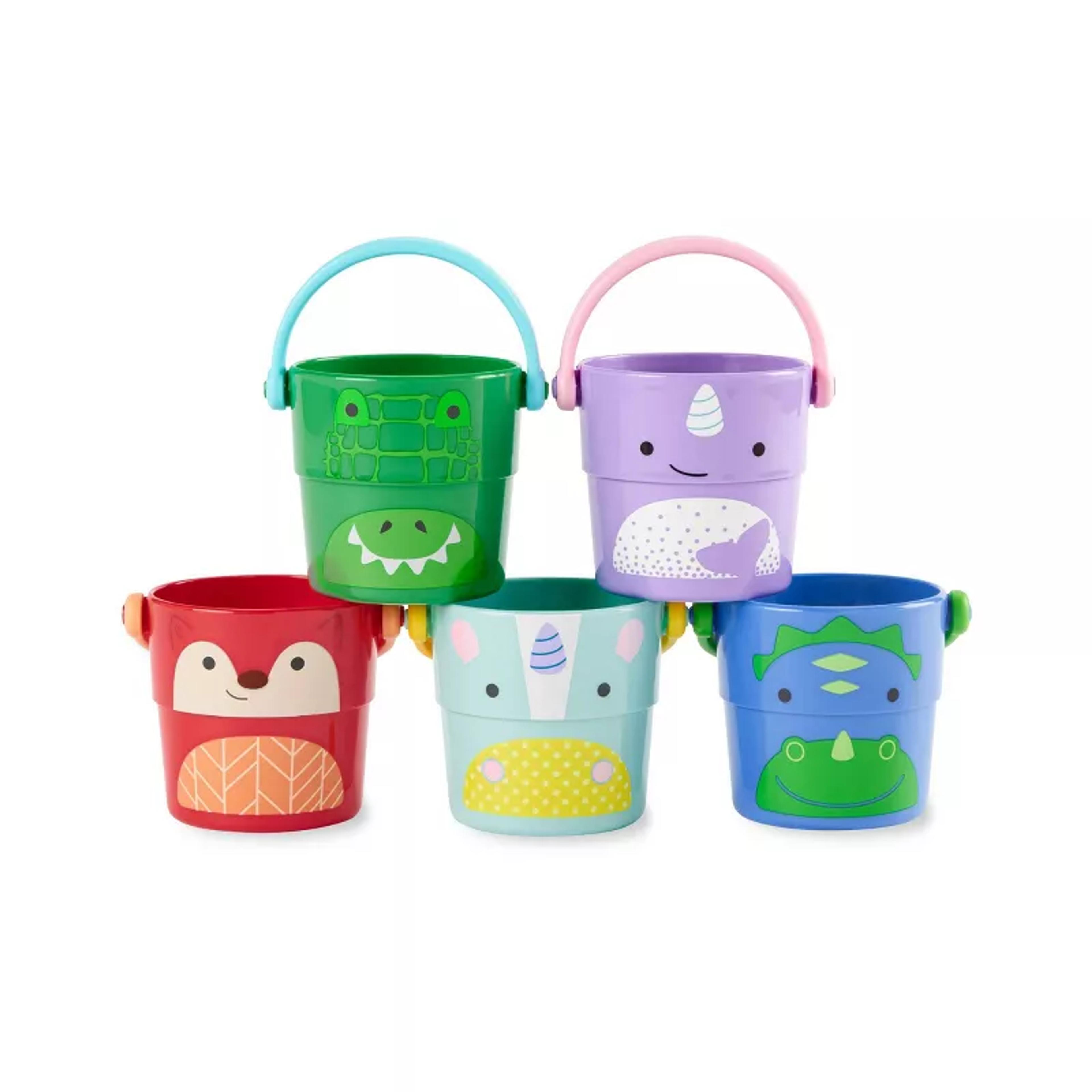 Skip Hop Zoo Stack and Pour Buckets nesting bath toys