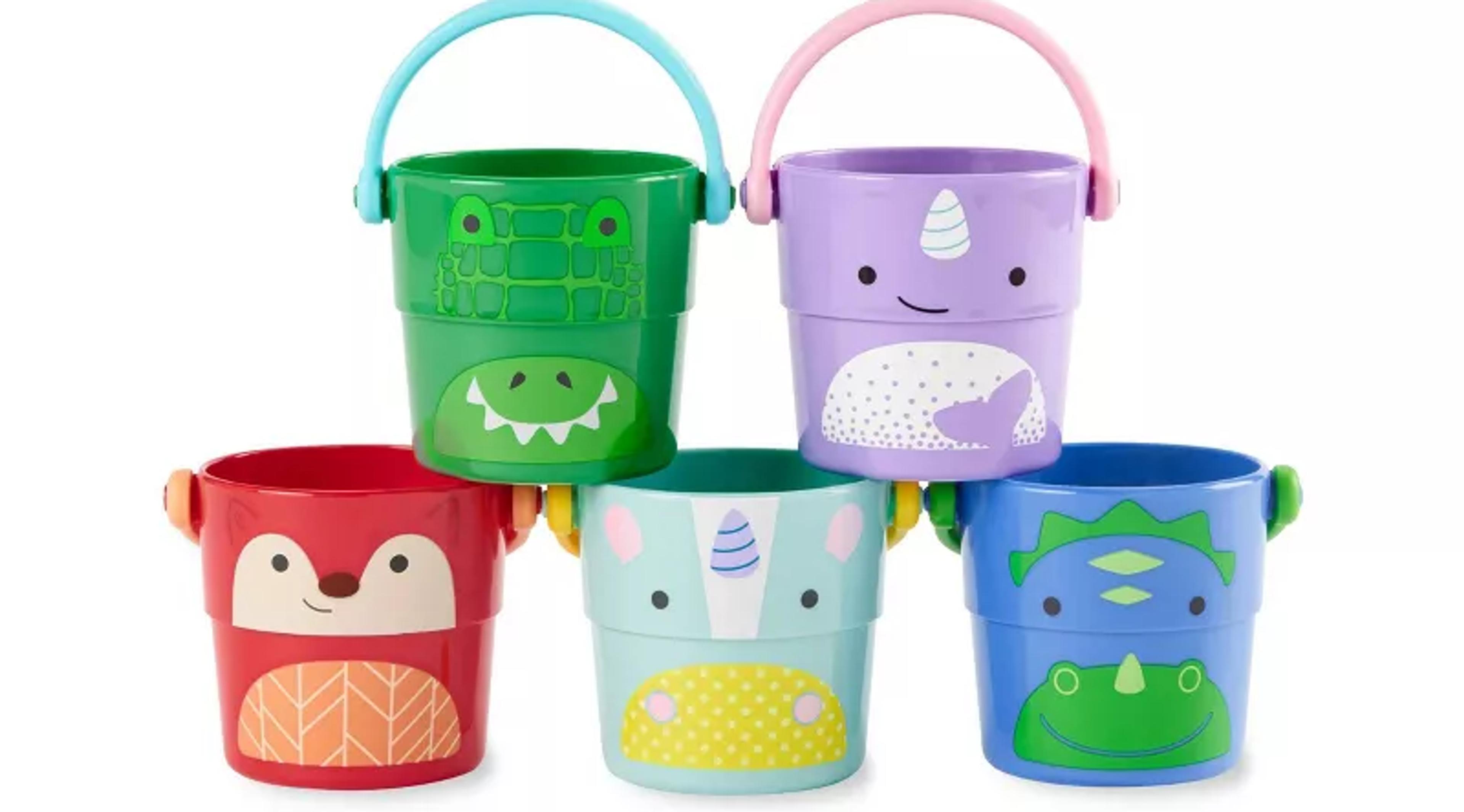 Skip Hop Zoo Stack and Pour Buckets nesting bath toys