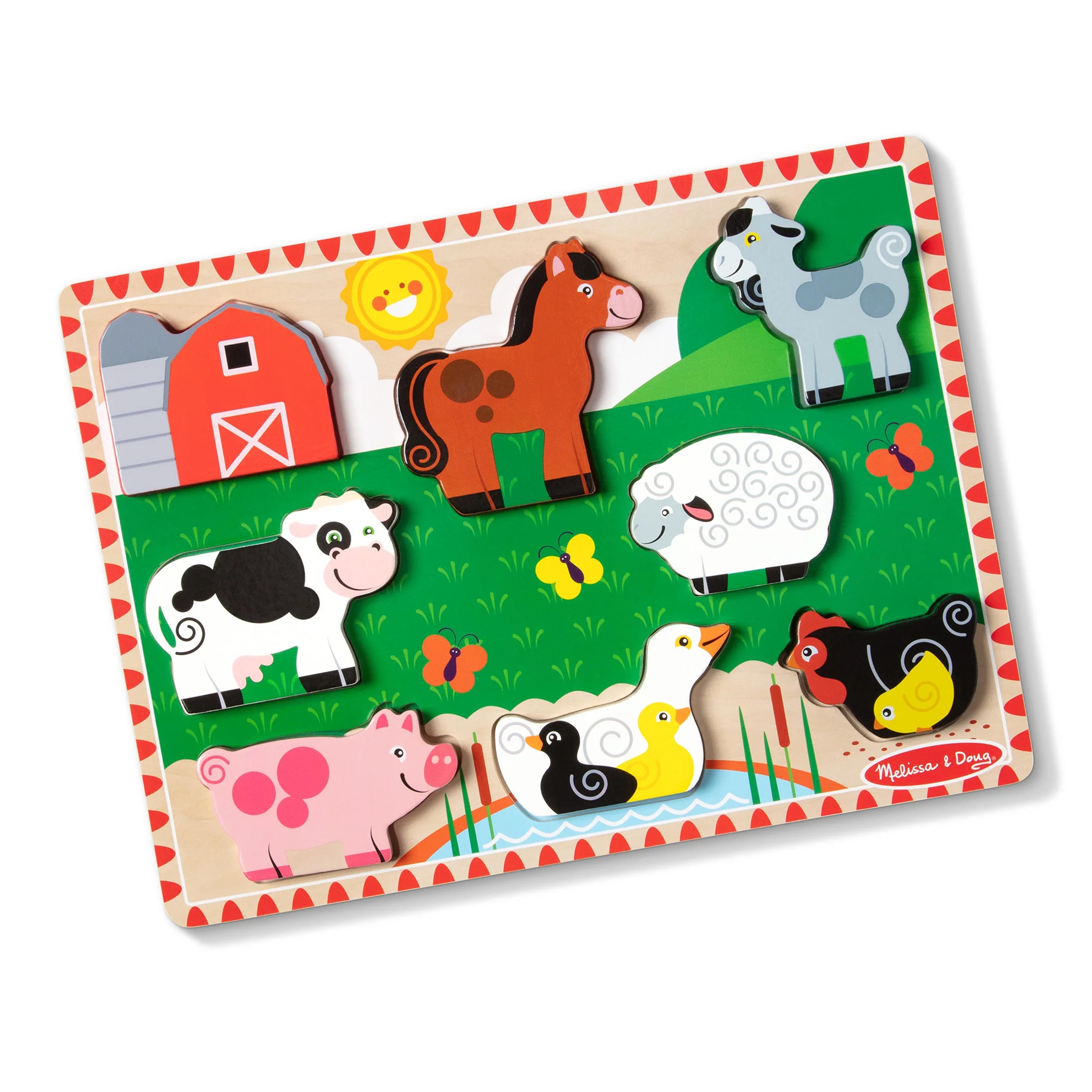 Melissa & Doug Farm Wooden Chunky Puzzle, 8 pieces