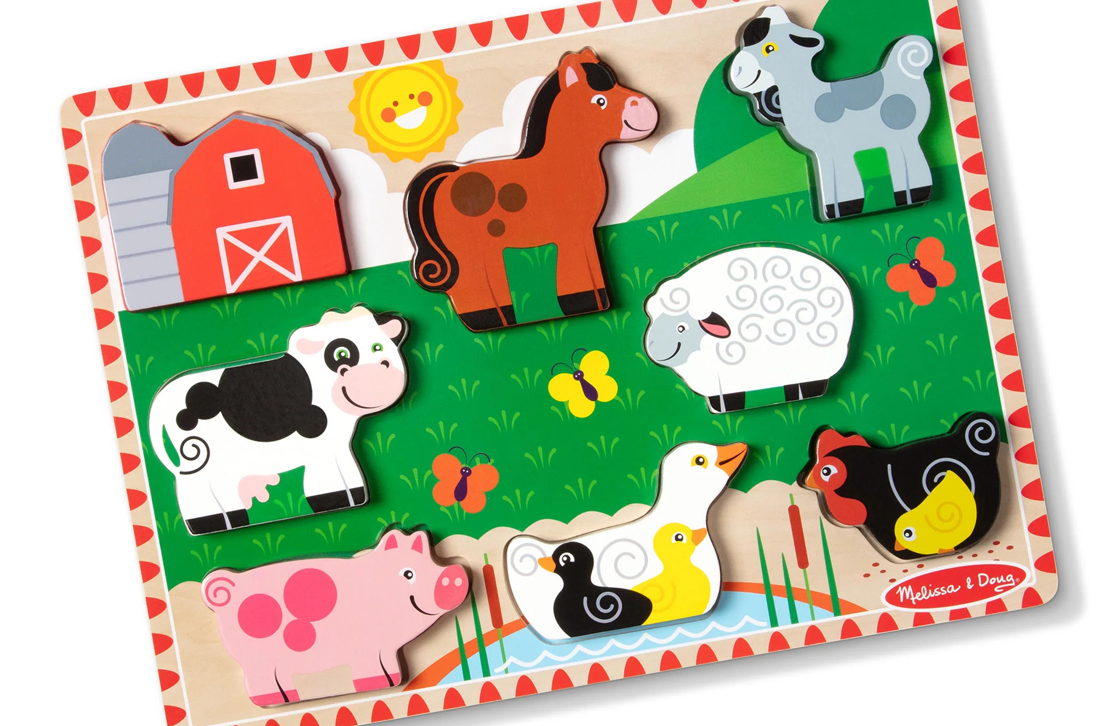 Melissa & Doug Farm Wooden Chunky Puzzle, 8 pieces