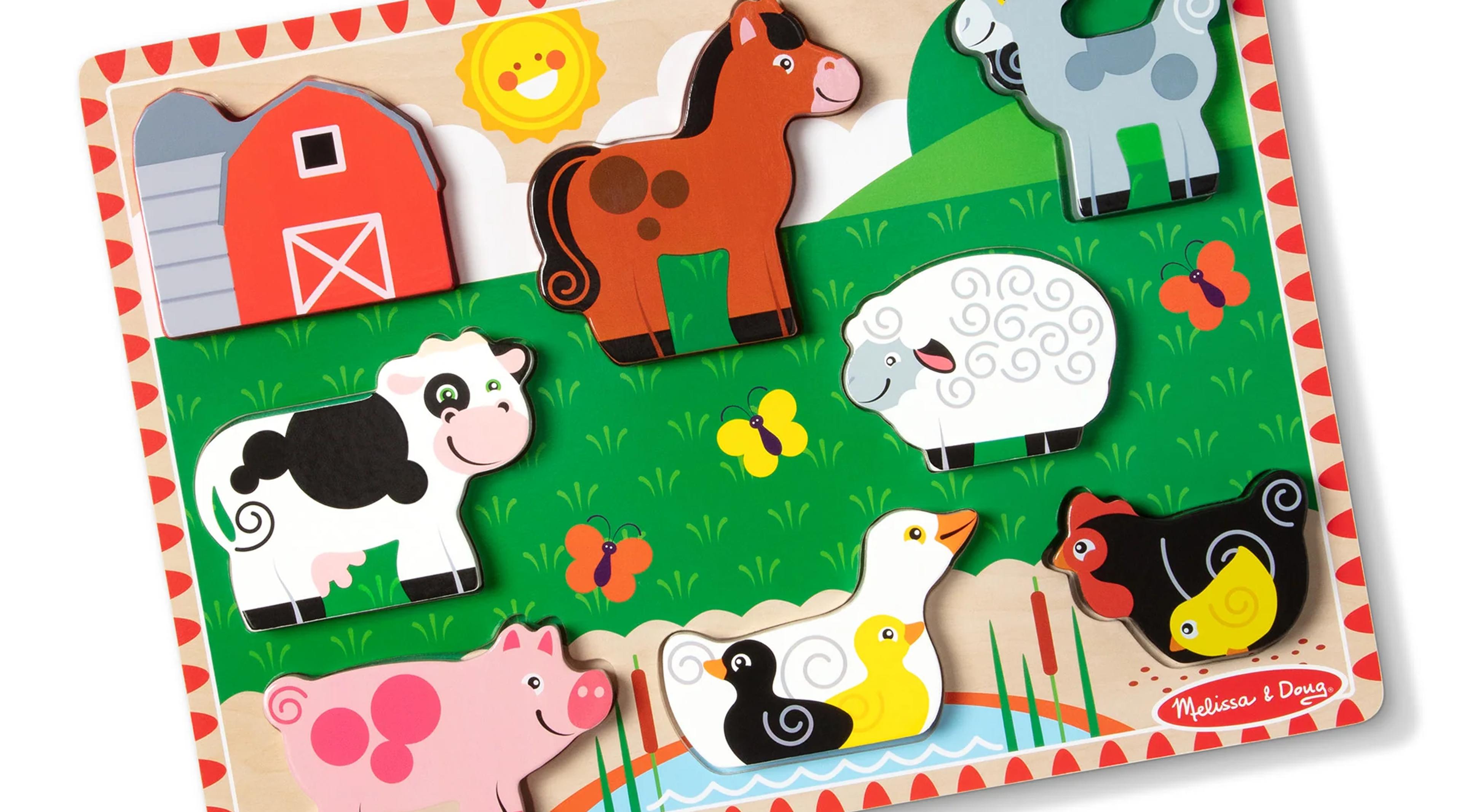 Melissa & Doug Farm Wooden Chunky Puzzle, 8 pieces