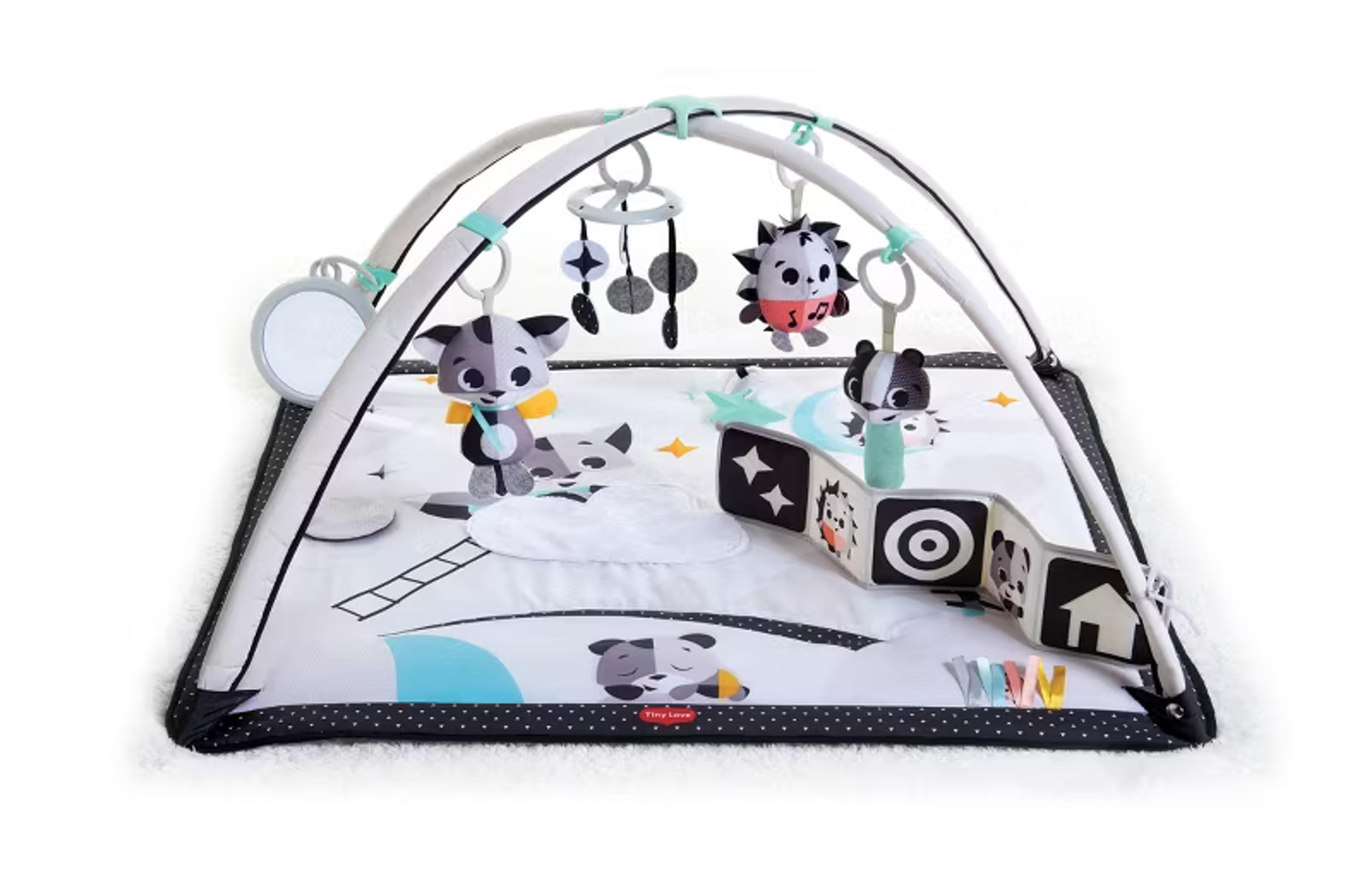 Tiny Love Magical Tales black and white Gymini activity gym with hanging toys