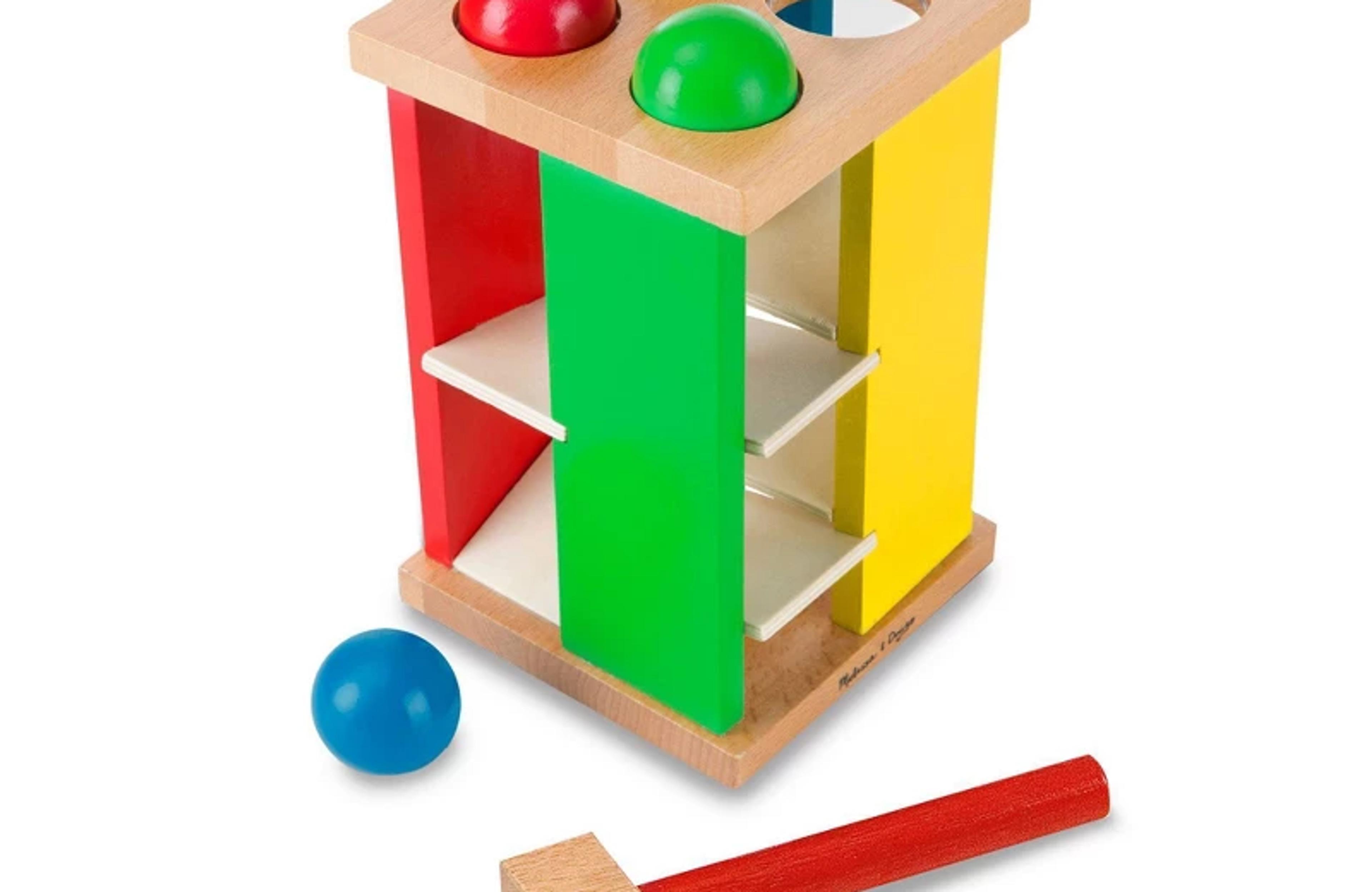 Melissa & Doug Deluxe Pound and Roll Wooden Tower Toy with Hammer