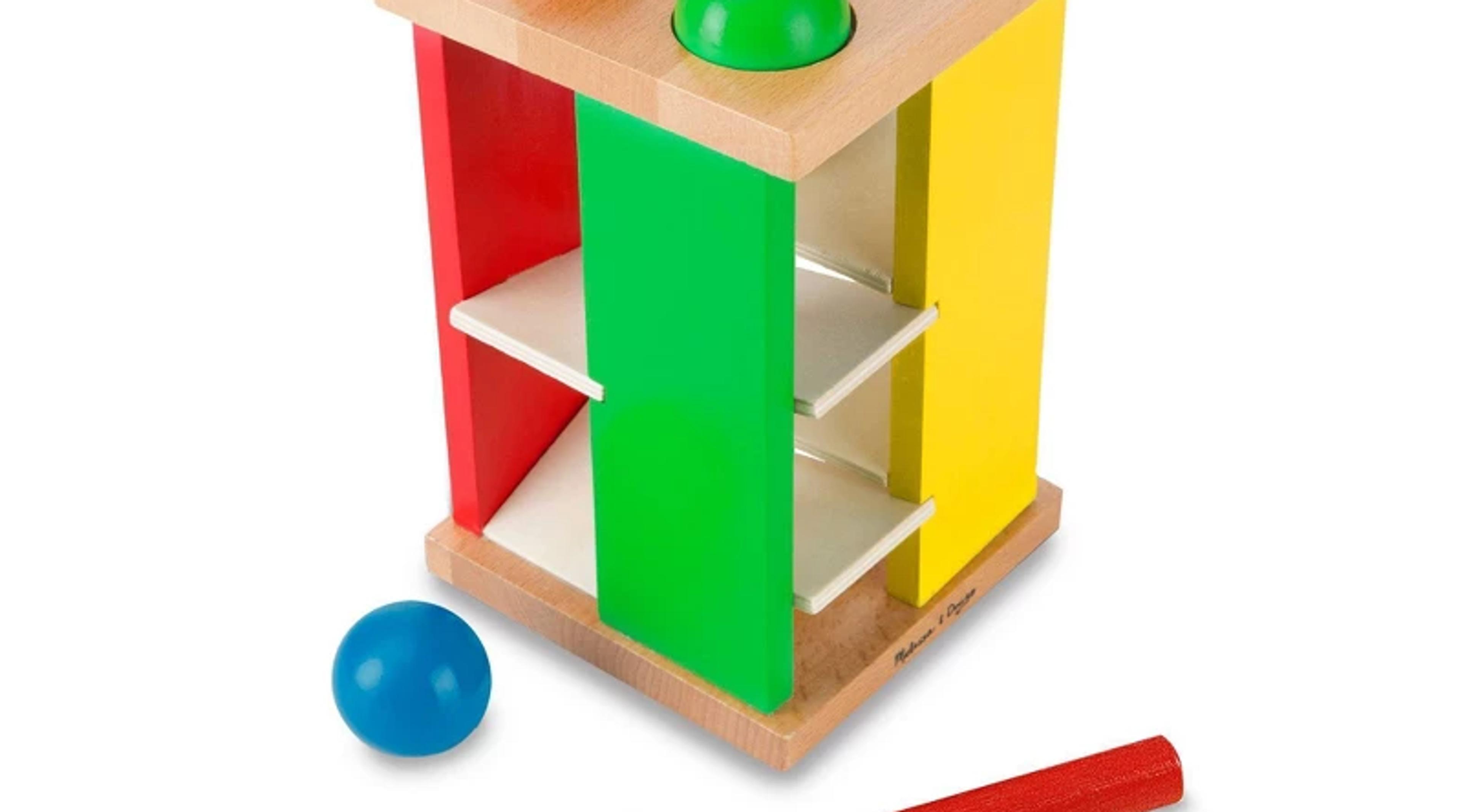 Melissa & Doug Deluxe Pound and Roll Wooden Tower Toy with Hammer