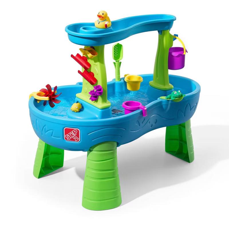 Step2 Rain Showers Splash Pond Water Table, two-tier toddler water table with accessories