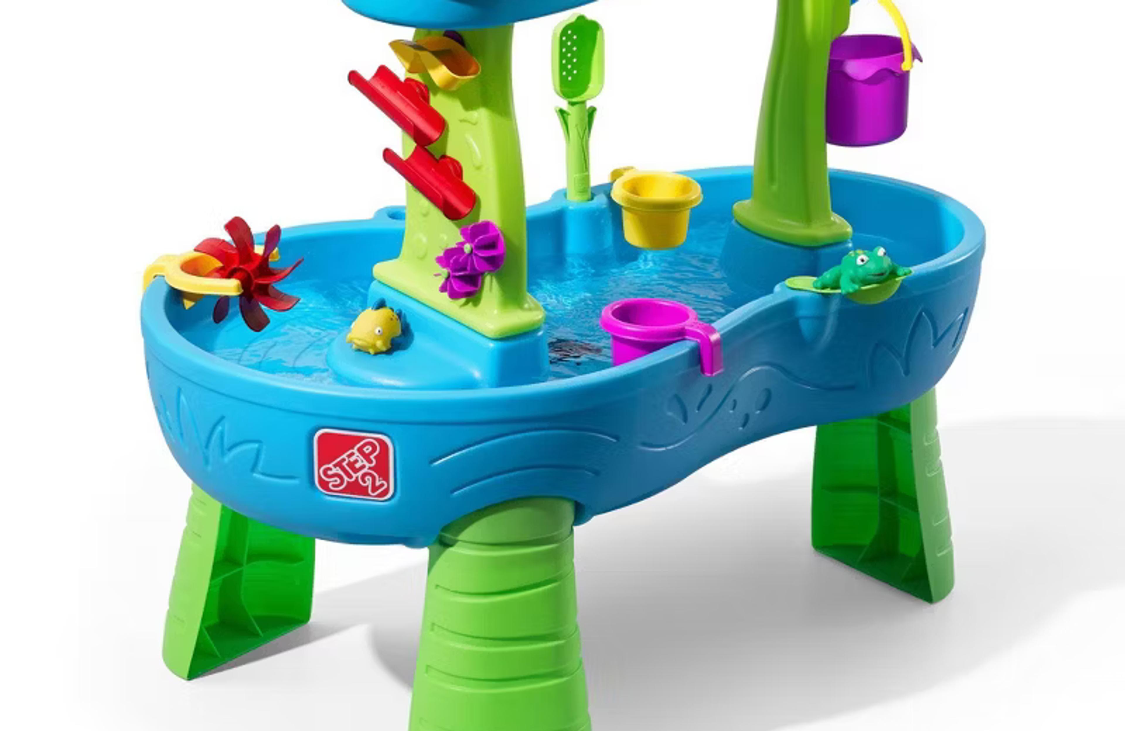 Step2 Rain Showers Splash Pond Water Table, two-tier toddler water table with accessories
