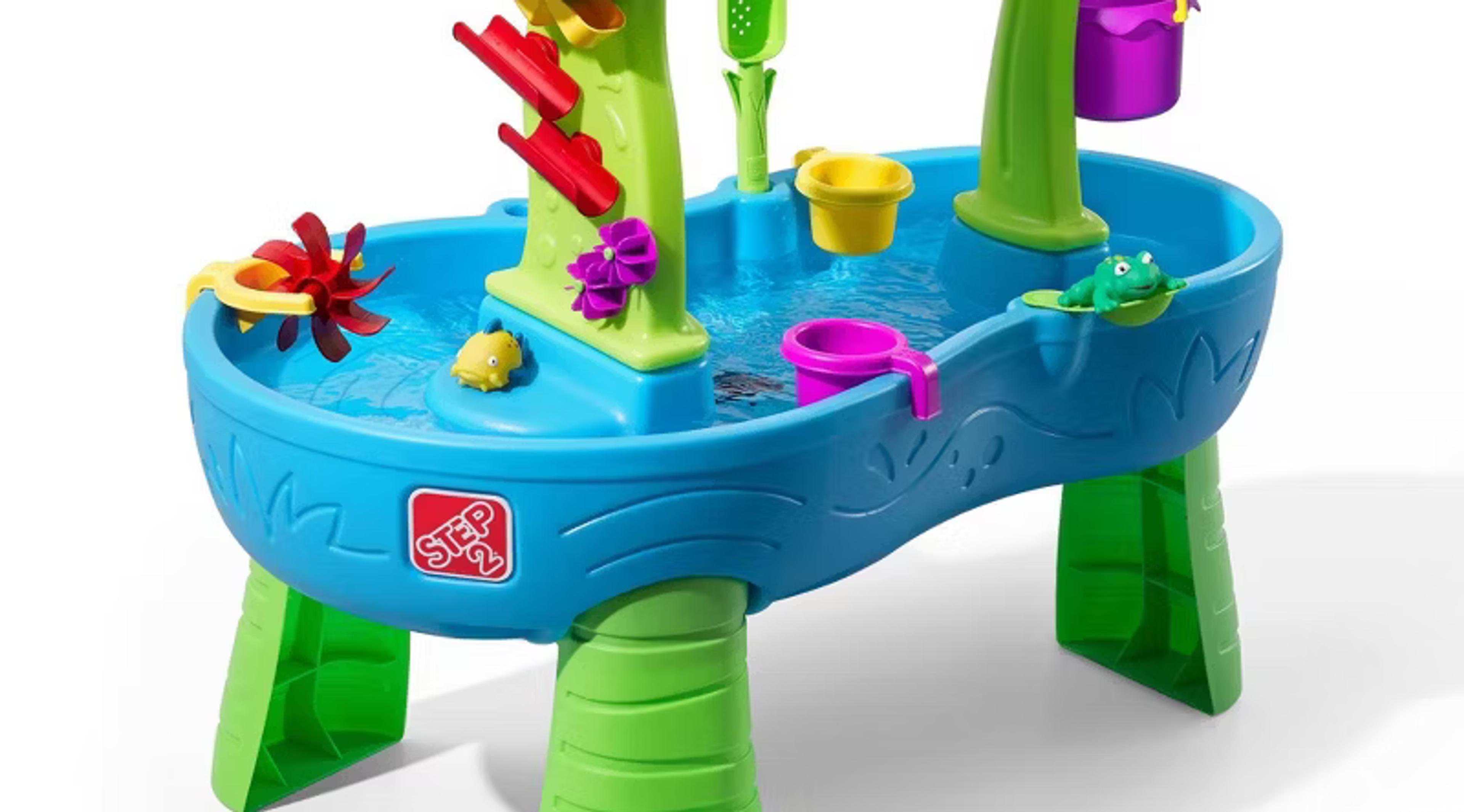 Step2 Rain Showers Splash Pond Water Table, two-tier toddler water table with accessories