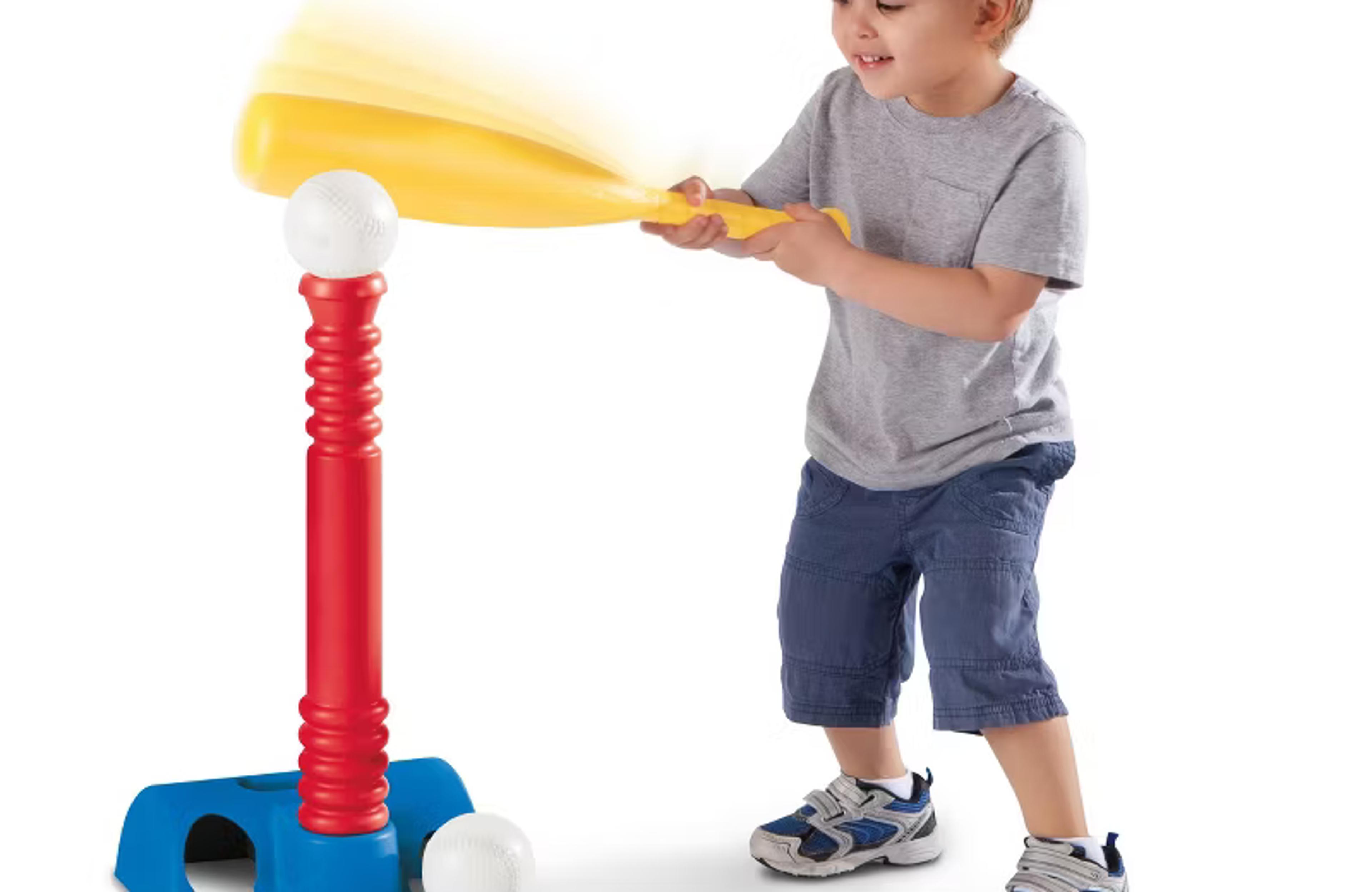 Little Tikes TotSports red T-ball set with bat, balls, and adjustable tee