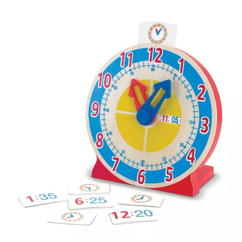 Melissa & Doug Turn & Tell wooden clock with movable hands and time cards