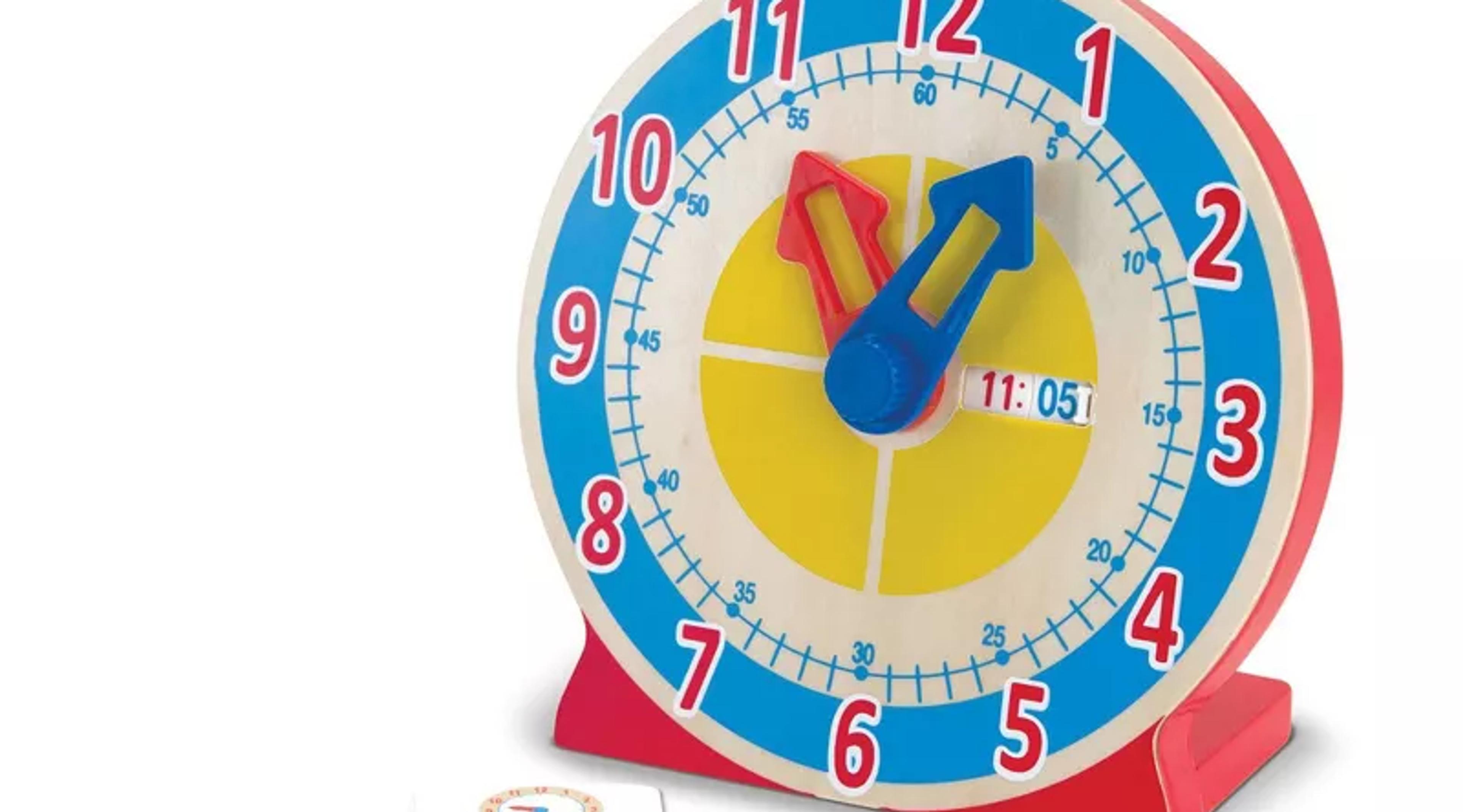 Melissa & Doug Turn & Tell wooden clock with movable hands and time cards