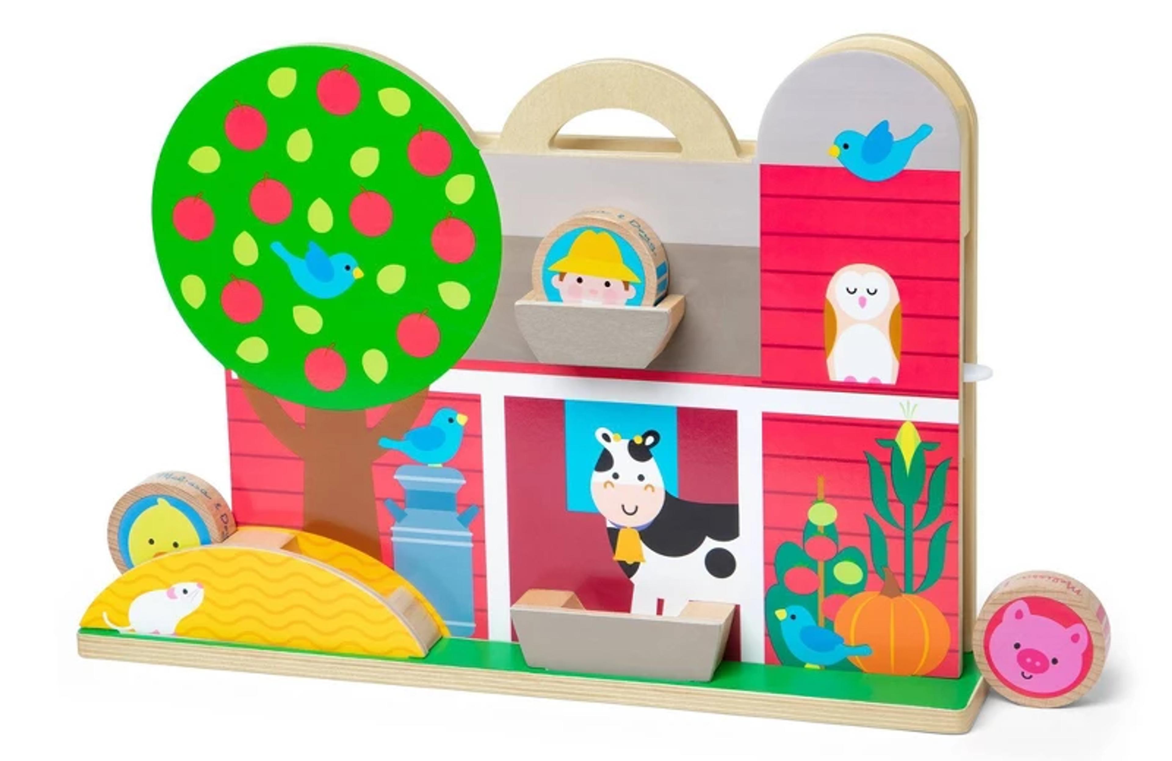 Melissa & Doug GO Tots Wooden Barnyard Tumble with 4 disks