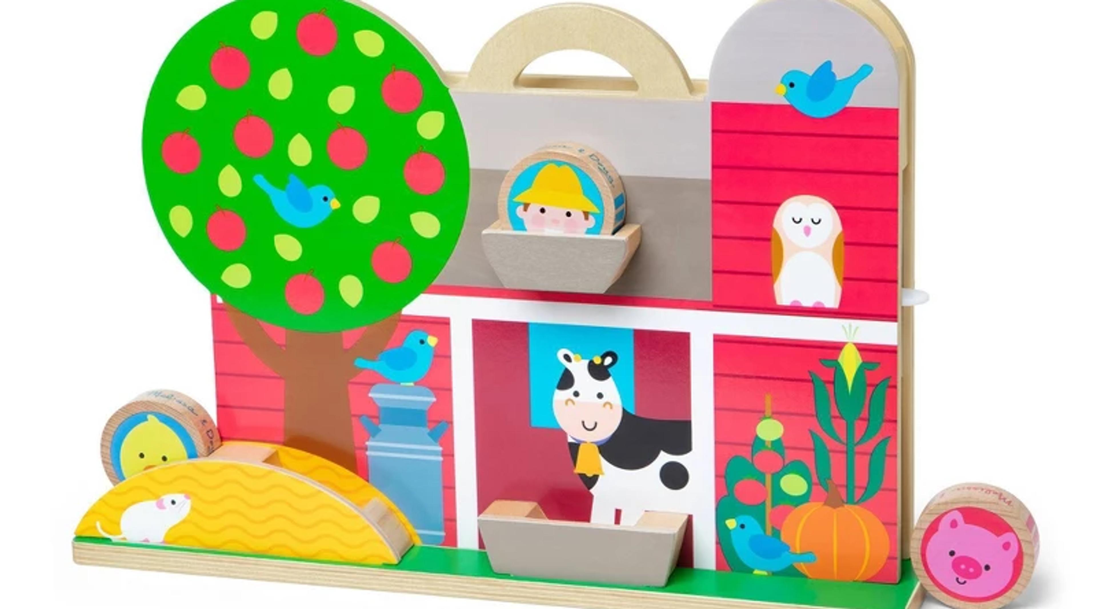 Melissa & Doug GO Tots Wooden Barnyard Tumble with 4 disks